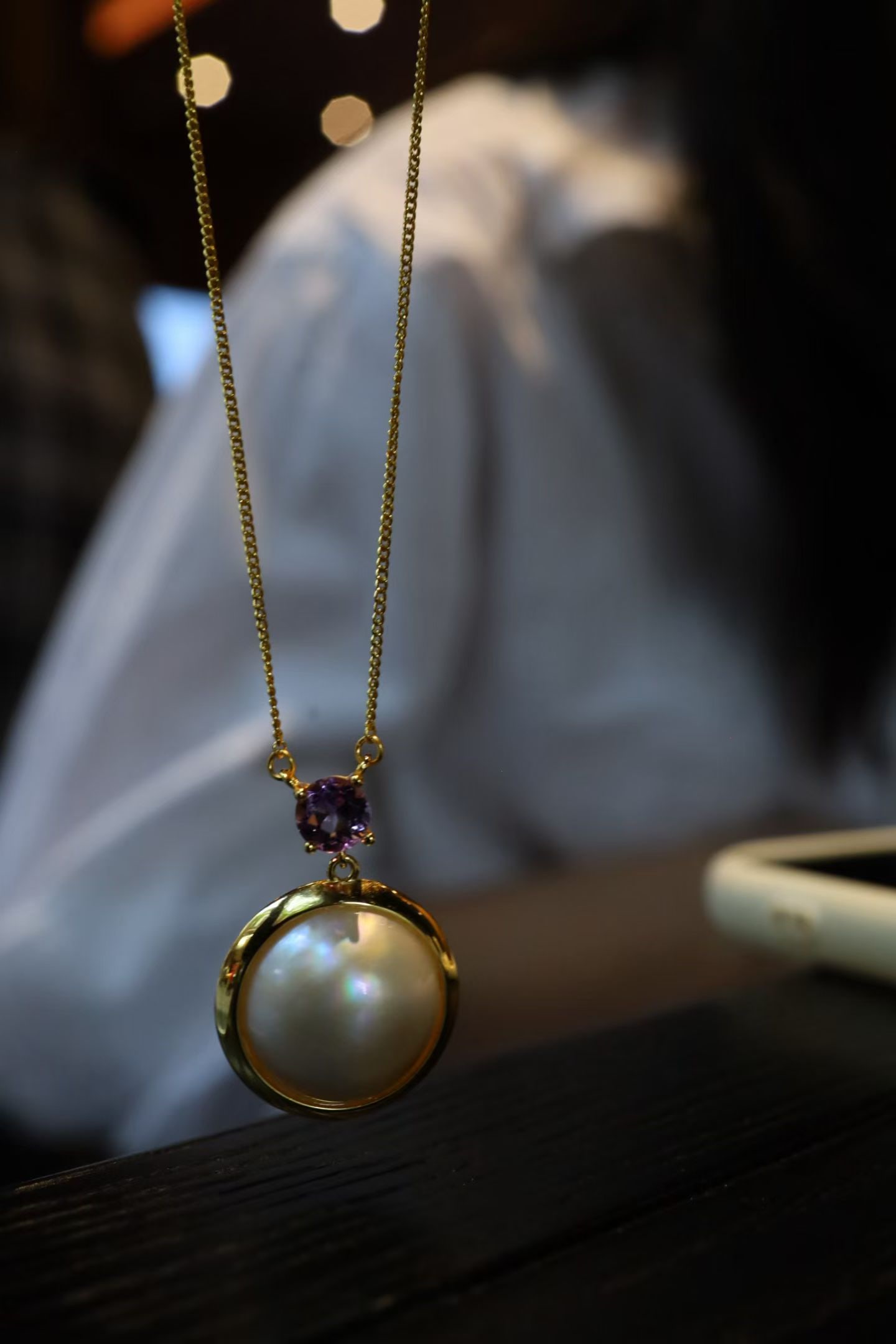 Seawater Mabe Amethyst Pendant - 6