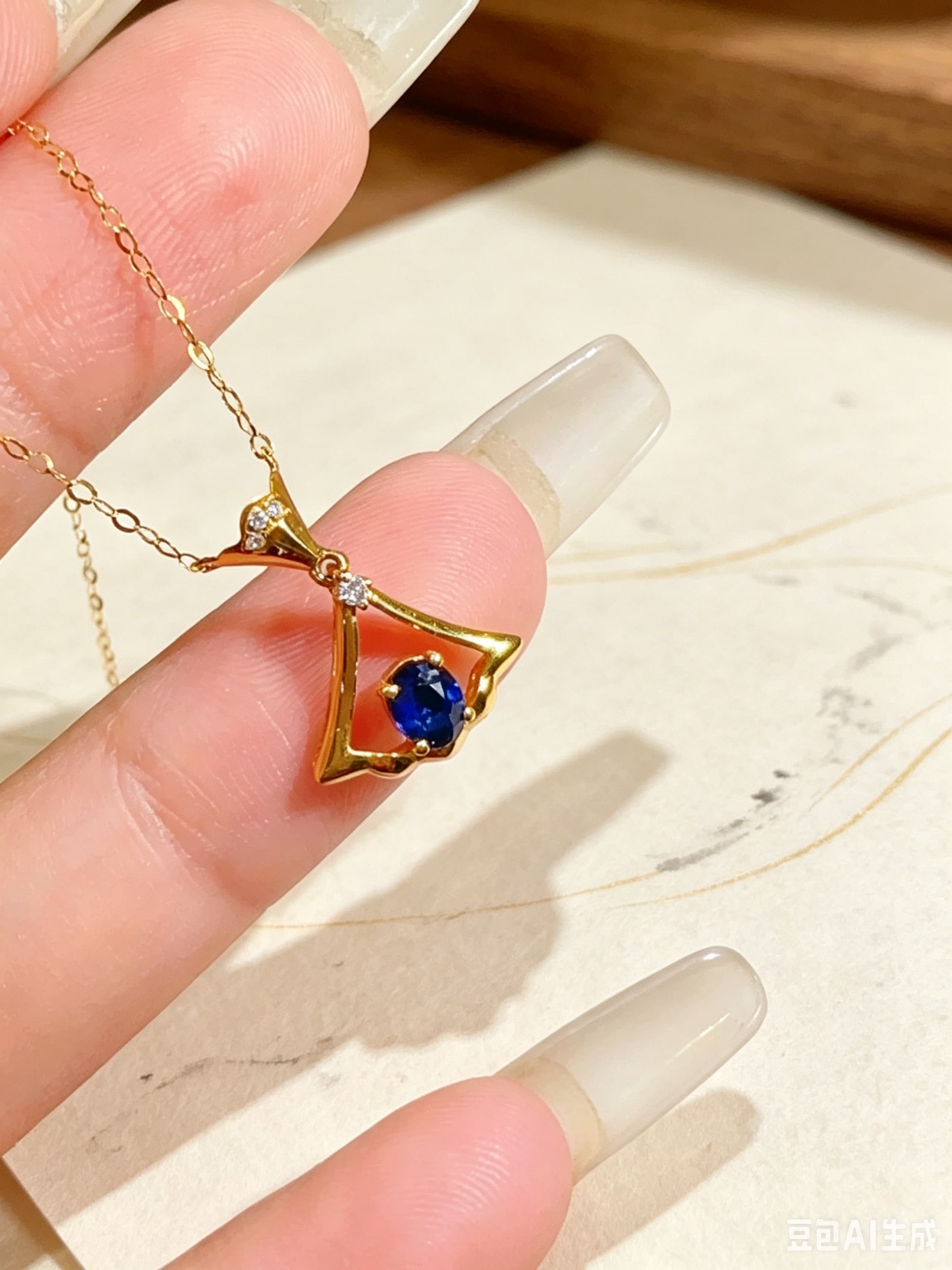 Sapphire Collarbone Necklace - 4