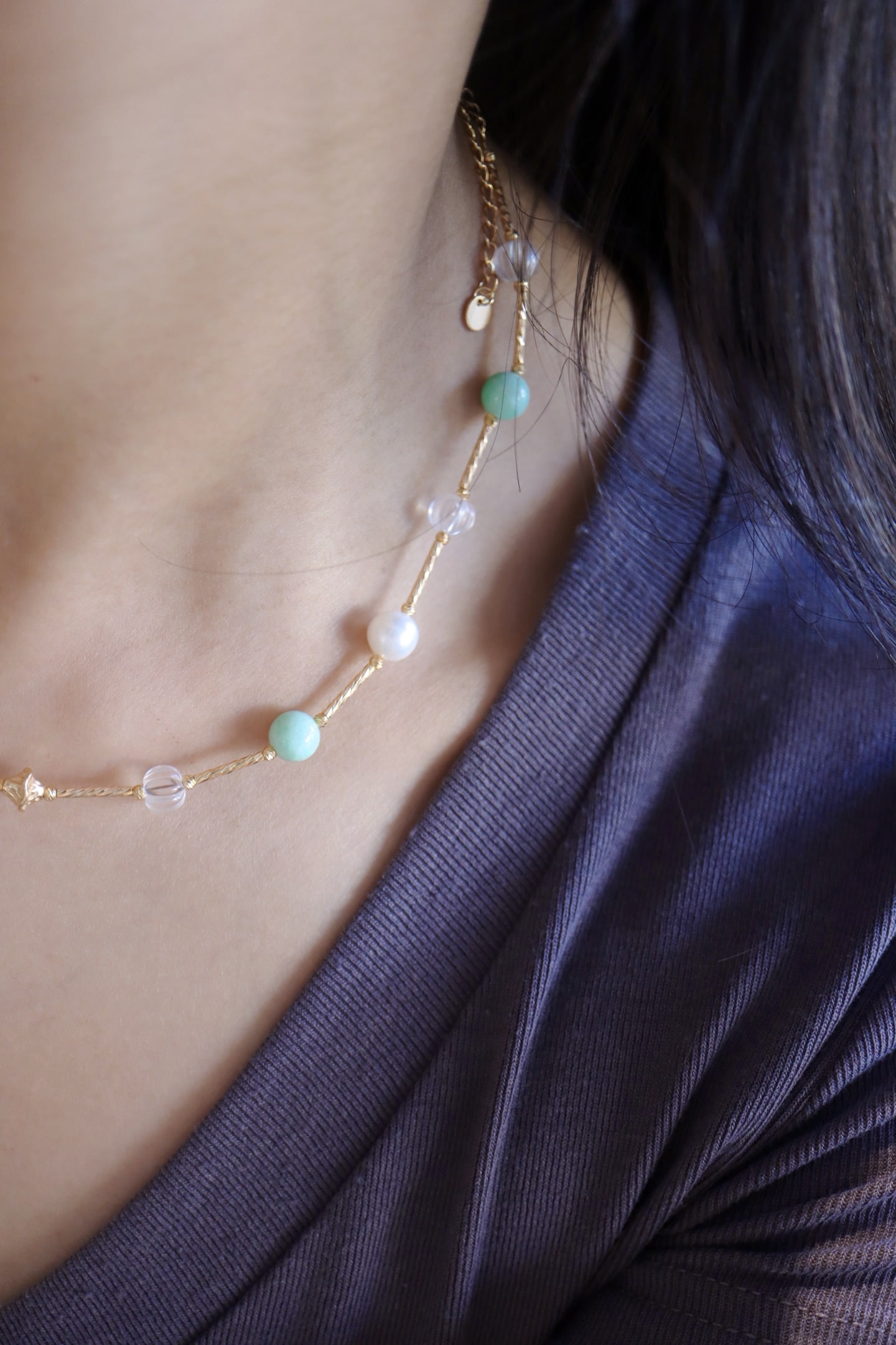 Sterling Silver White Crystal and Turquoise Necklace - 5