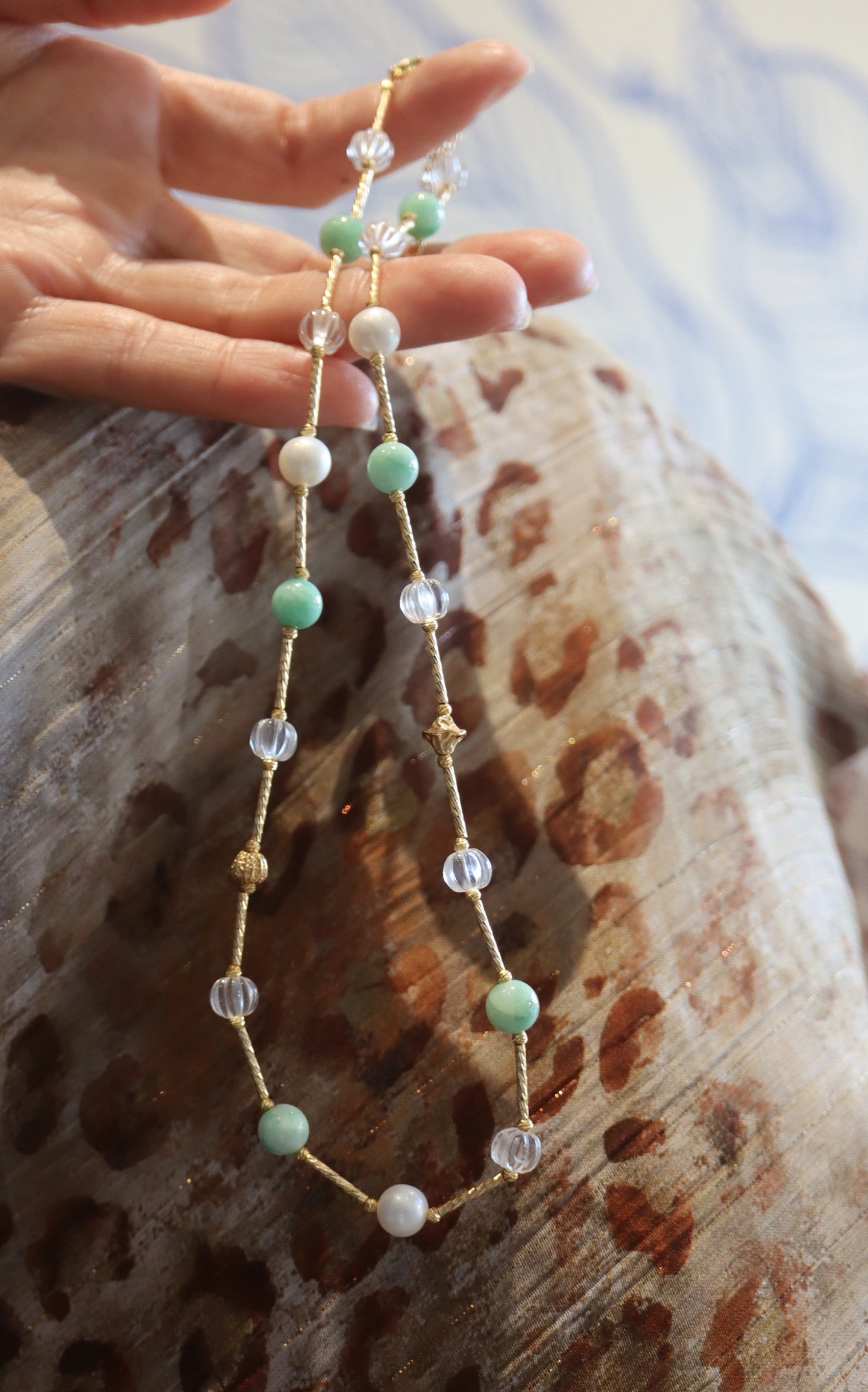 Sterling Silver White Crystal and Turquoise Necklace - 7