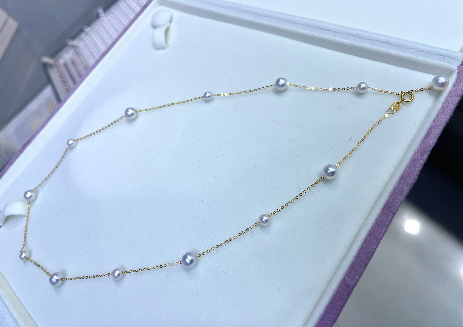 18K Gold Natural Freshwater Pearl Necklace - 4