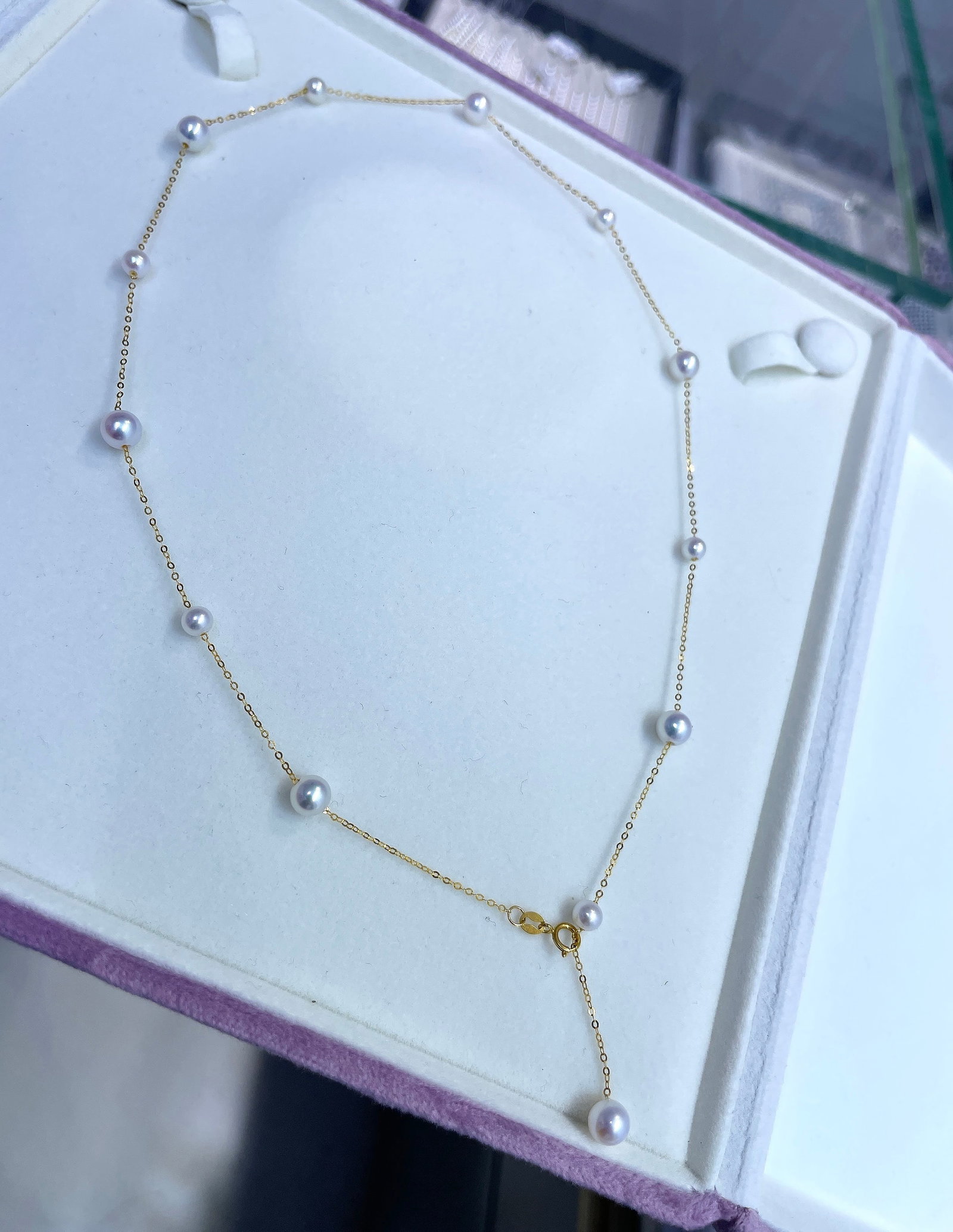 18K Gold Natural Freshwater Pearl Necklace - 5