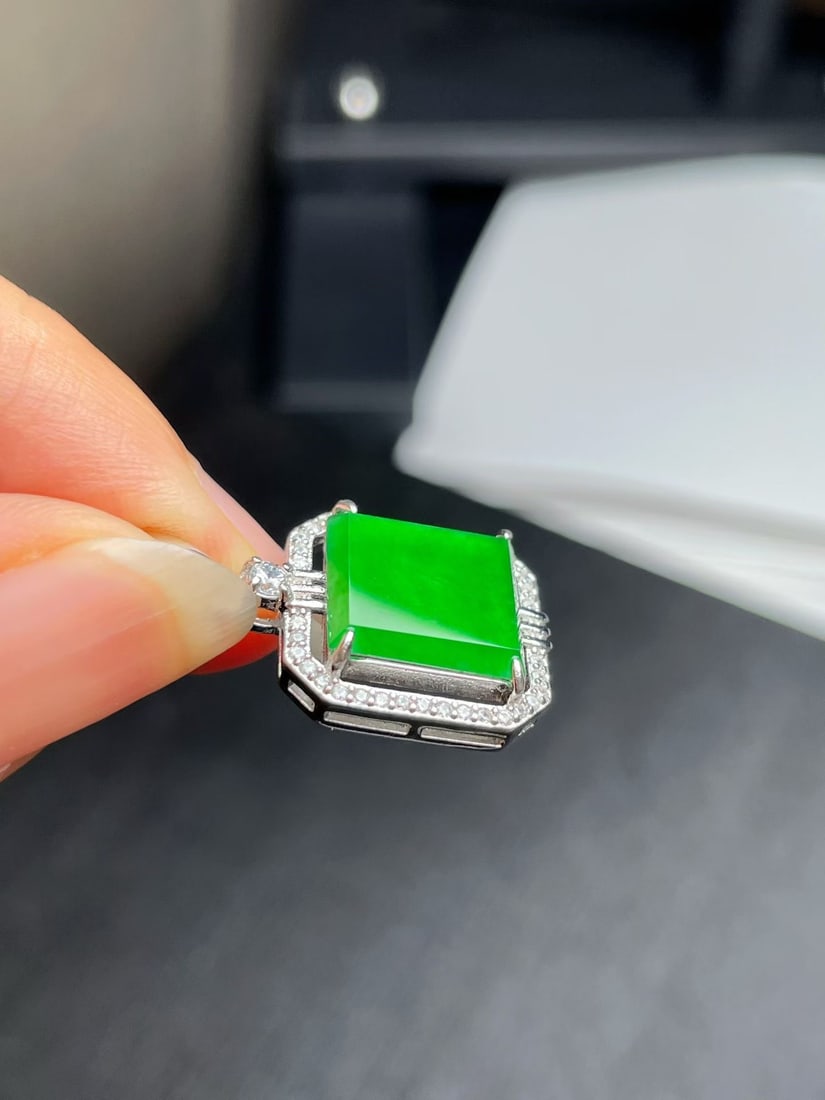 Silver Natural Jadeite Pendant - 4