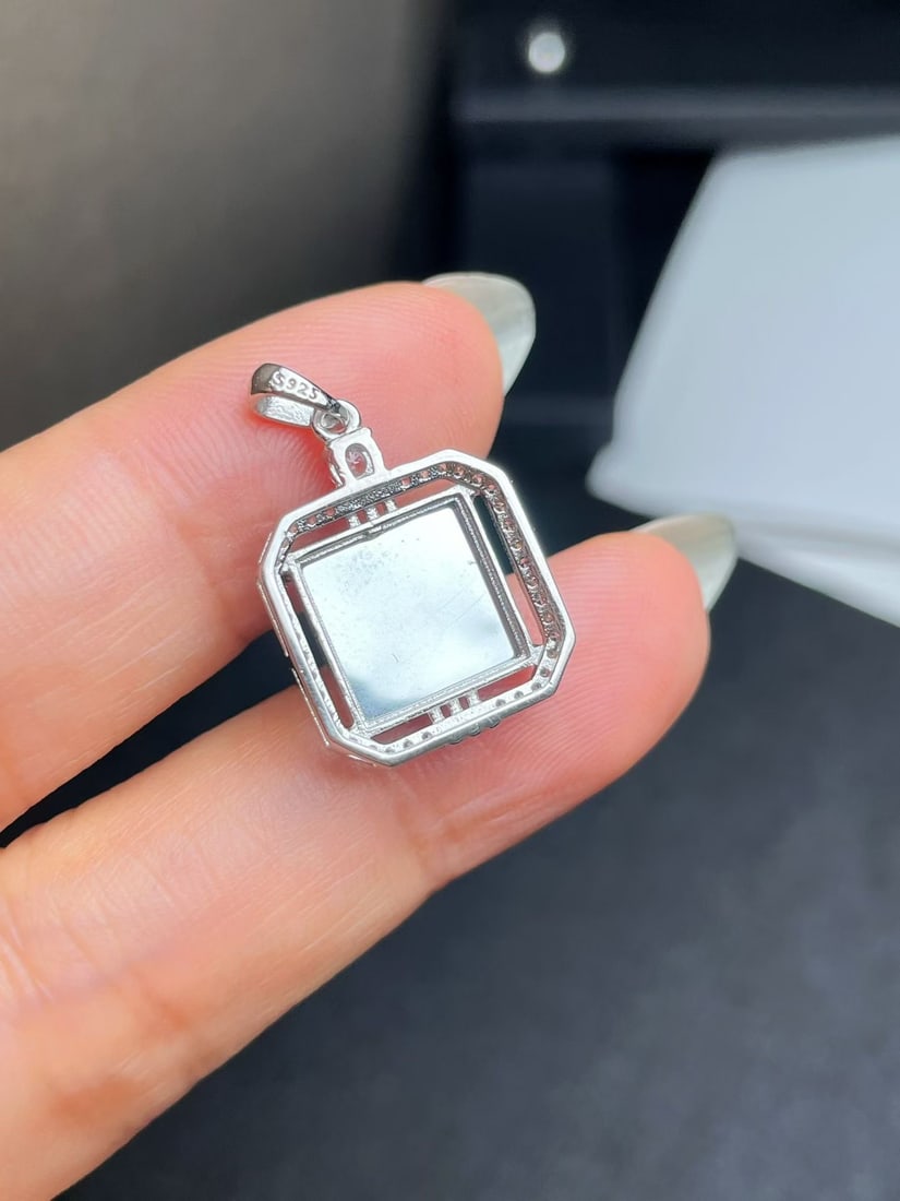 Silver Natural Jadeite Pendant - 5