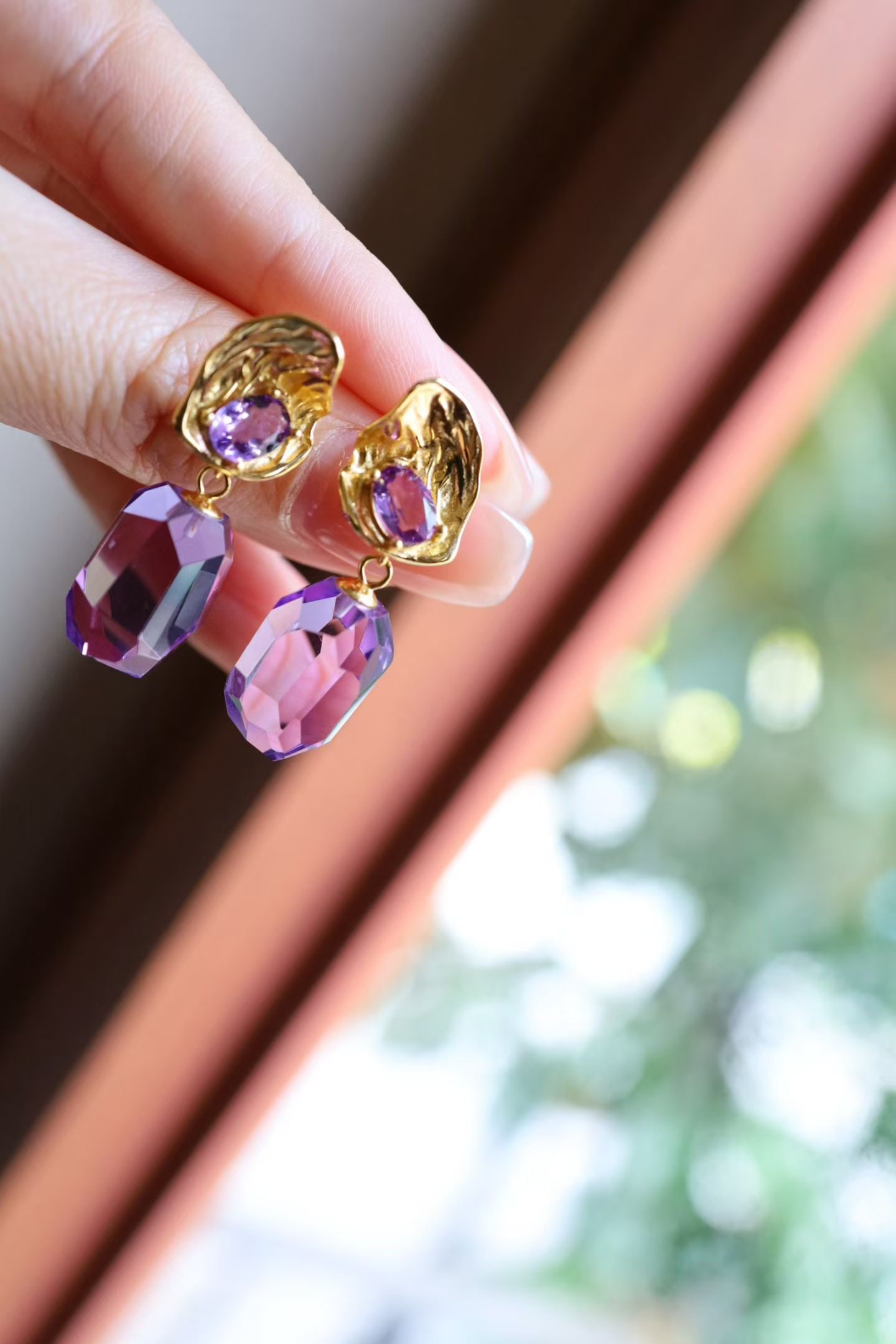 Natural Amethyst Earrings - 3