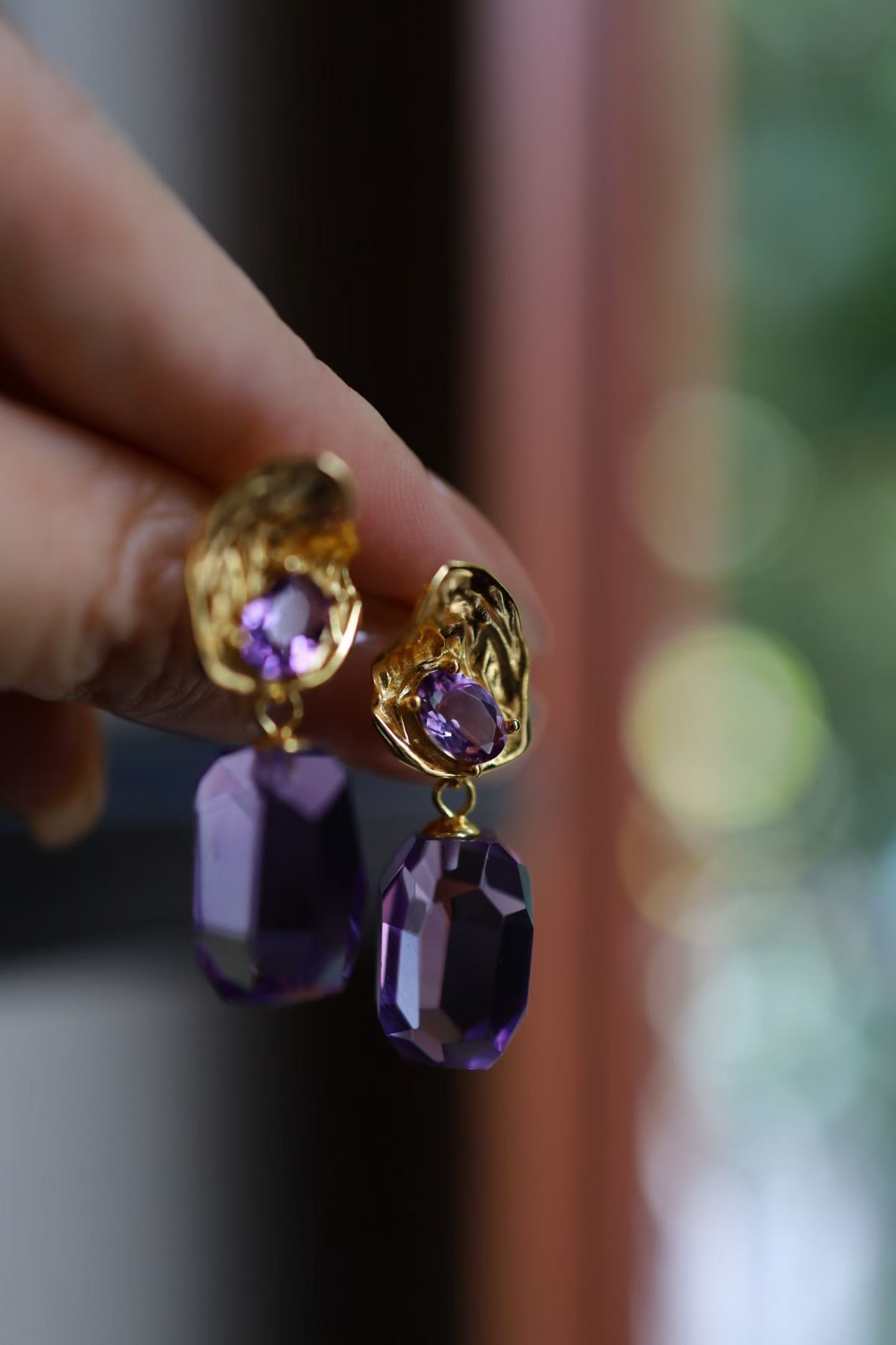 Natural Amethyst Earrings - 6