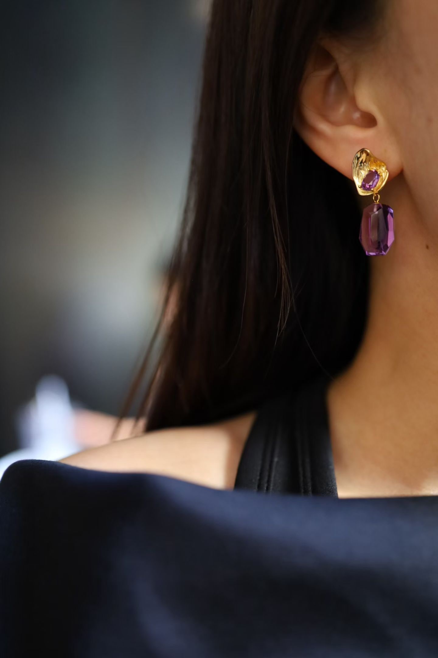 Natural Amethyst Earrings - 7