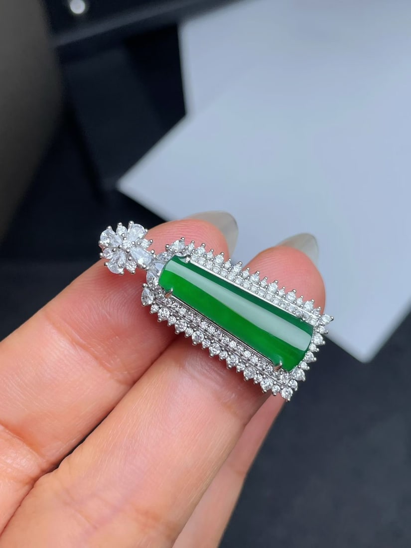 Silver Natural Jadeite Pendant - 2