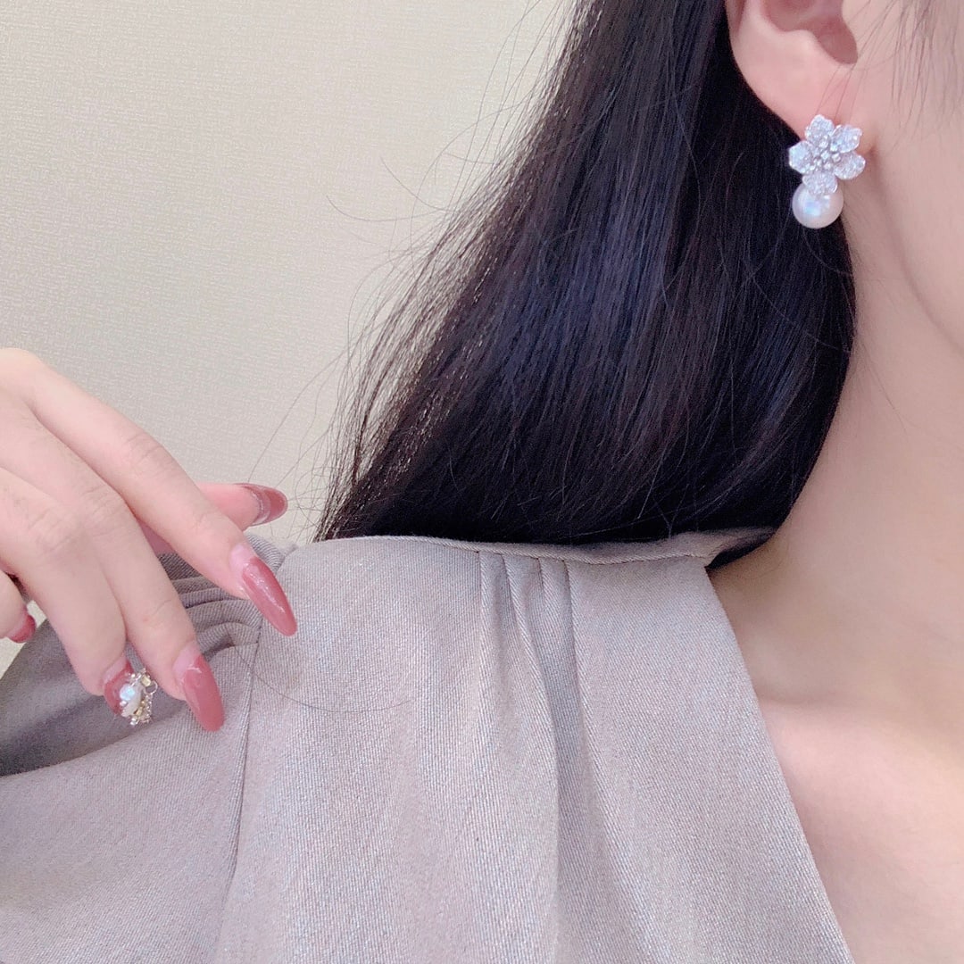 925 Silver Natural White Pearl Earrings - 5