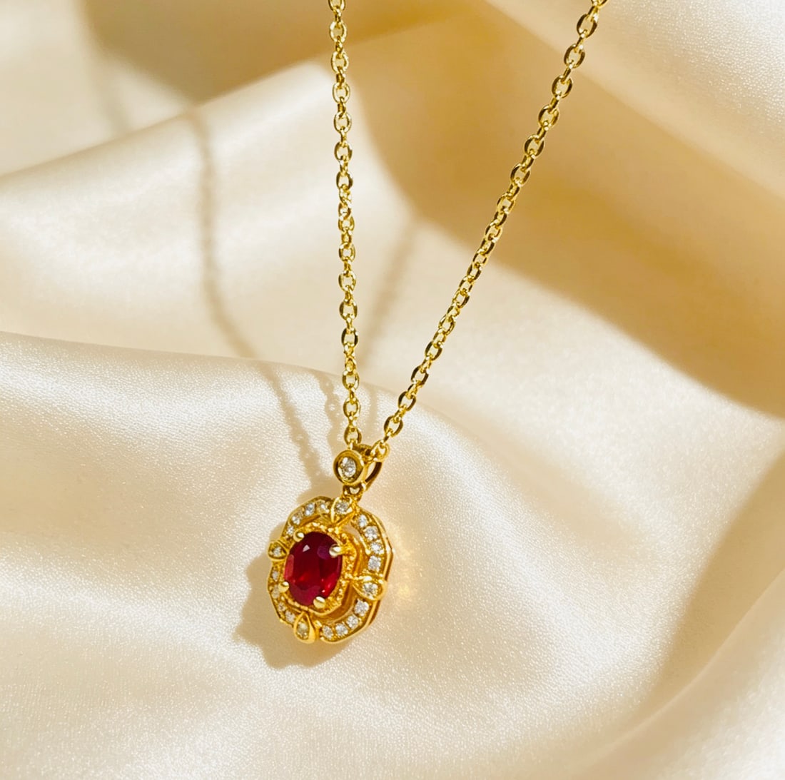 18K Gold Ruby Pendant - 3