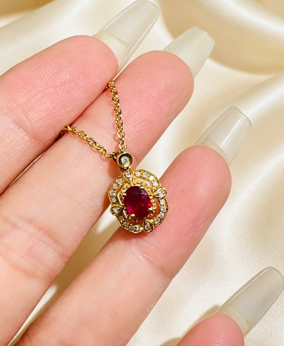 18K Gold Ruby Pendant - 4