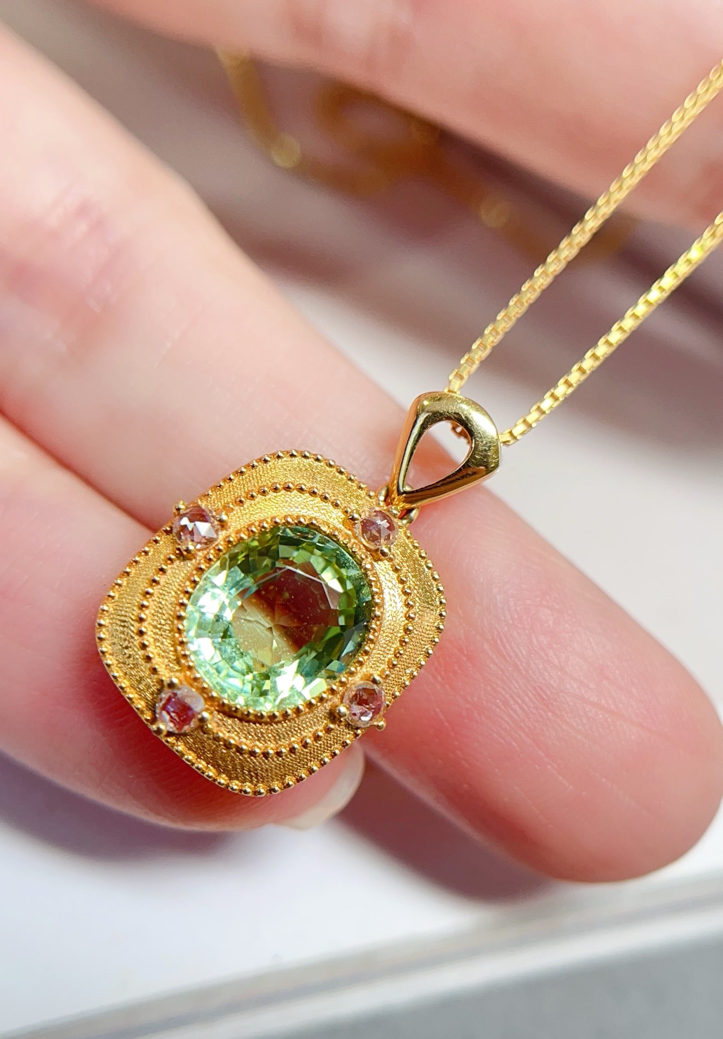 18K Gold Tourmaline Pendant - 2
