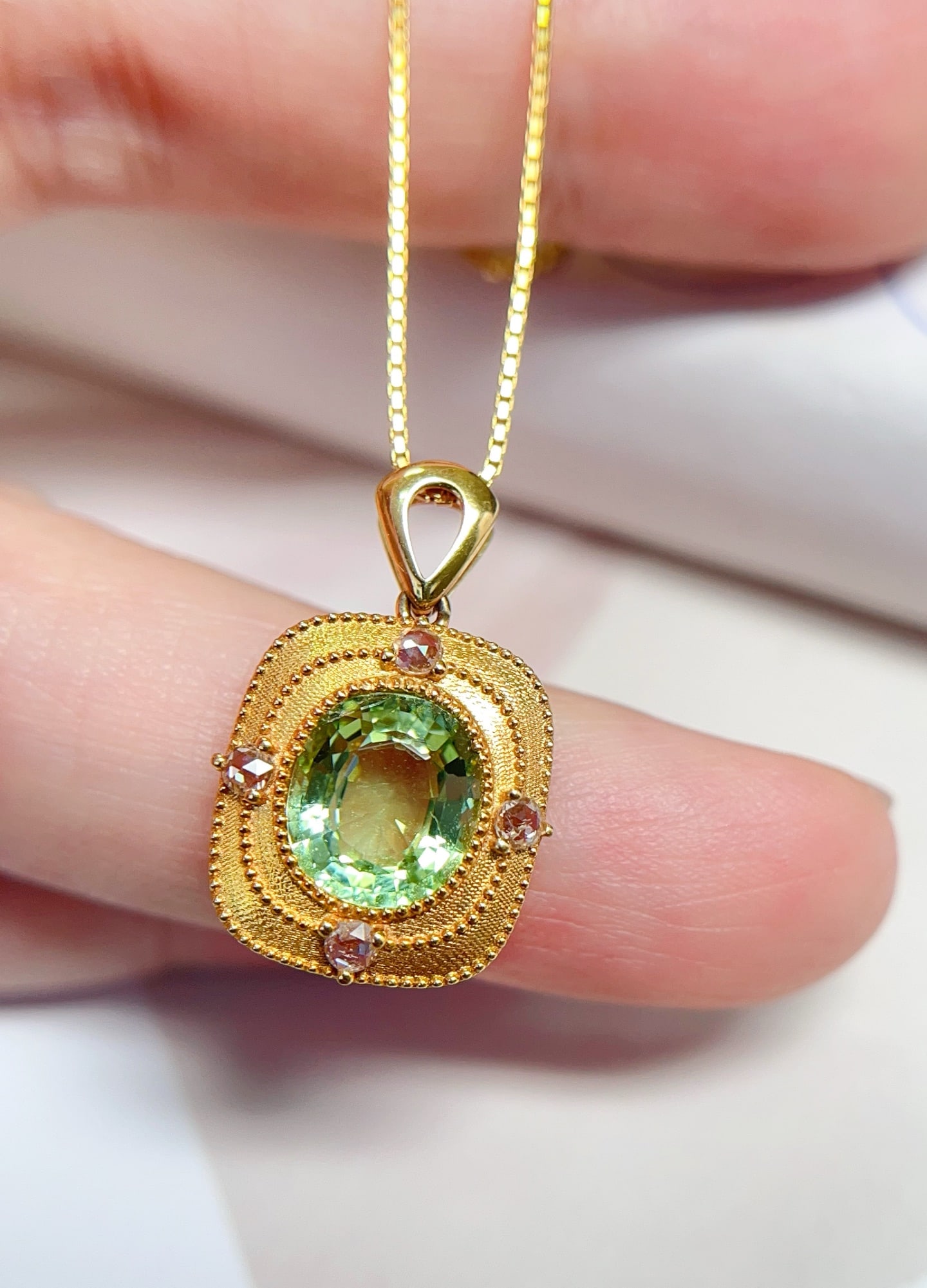 18K Gold Tourmaline Pendant - 4