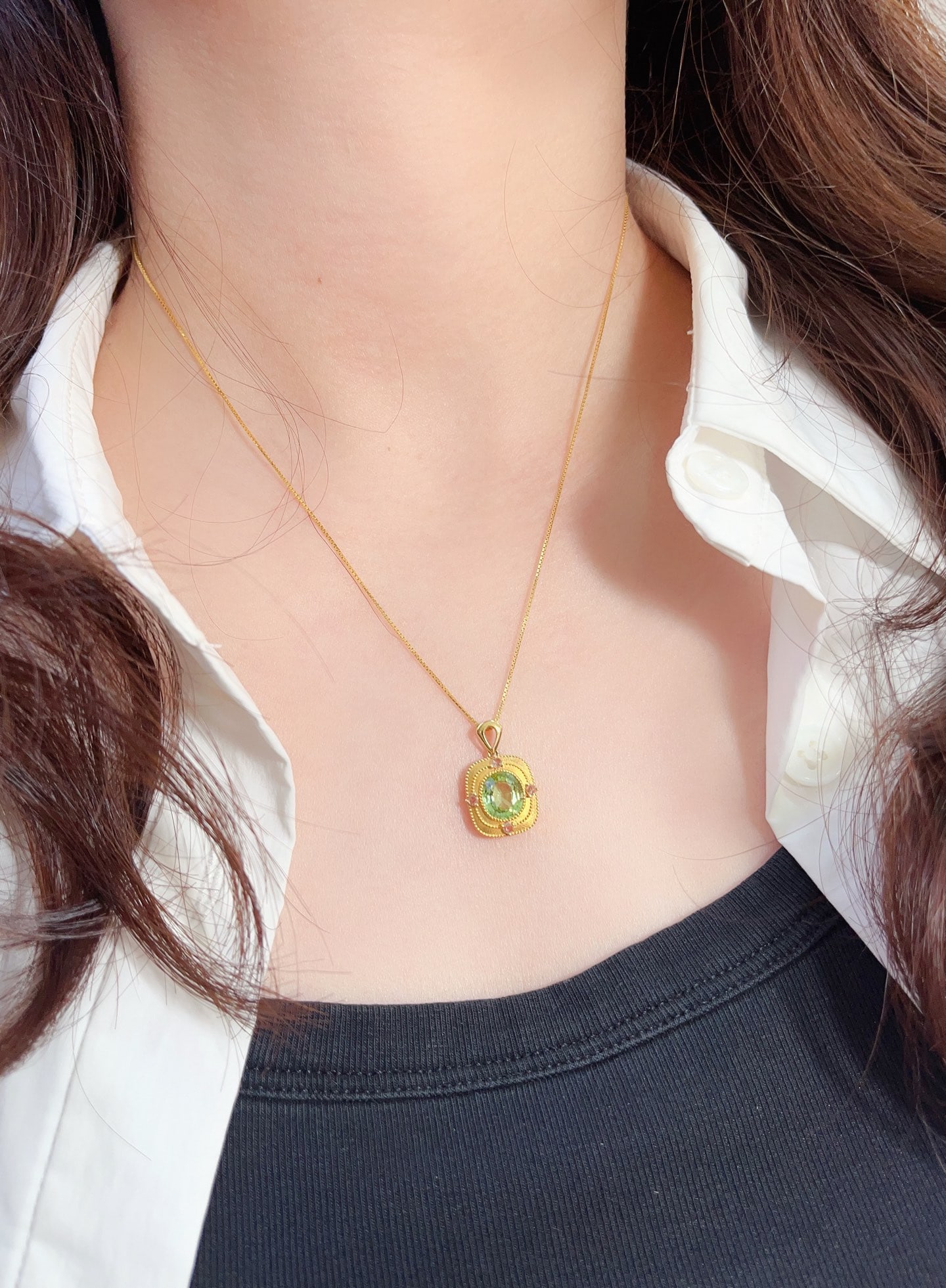 18K Gold Tourmaline Pendant - 5
