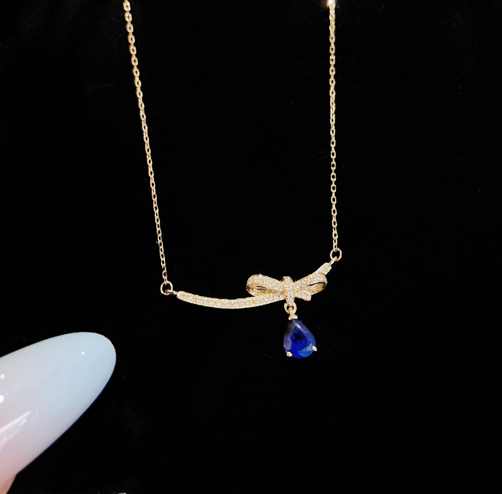 18K Gold Natural Sapphire Necklace - 6