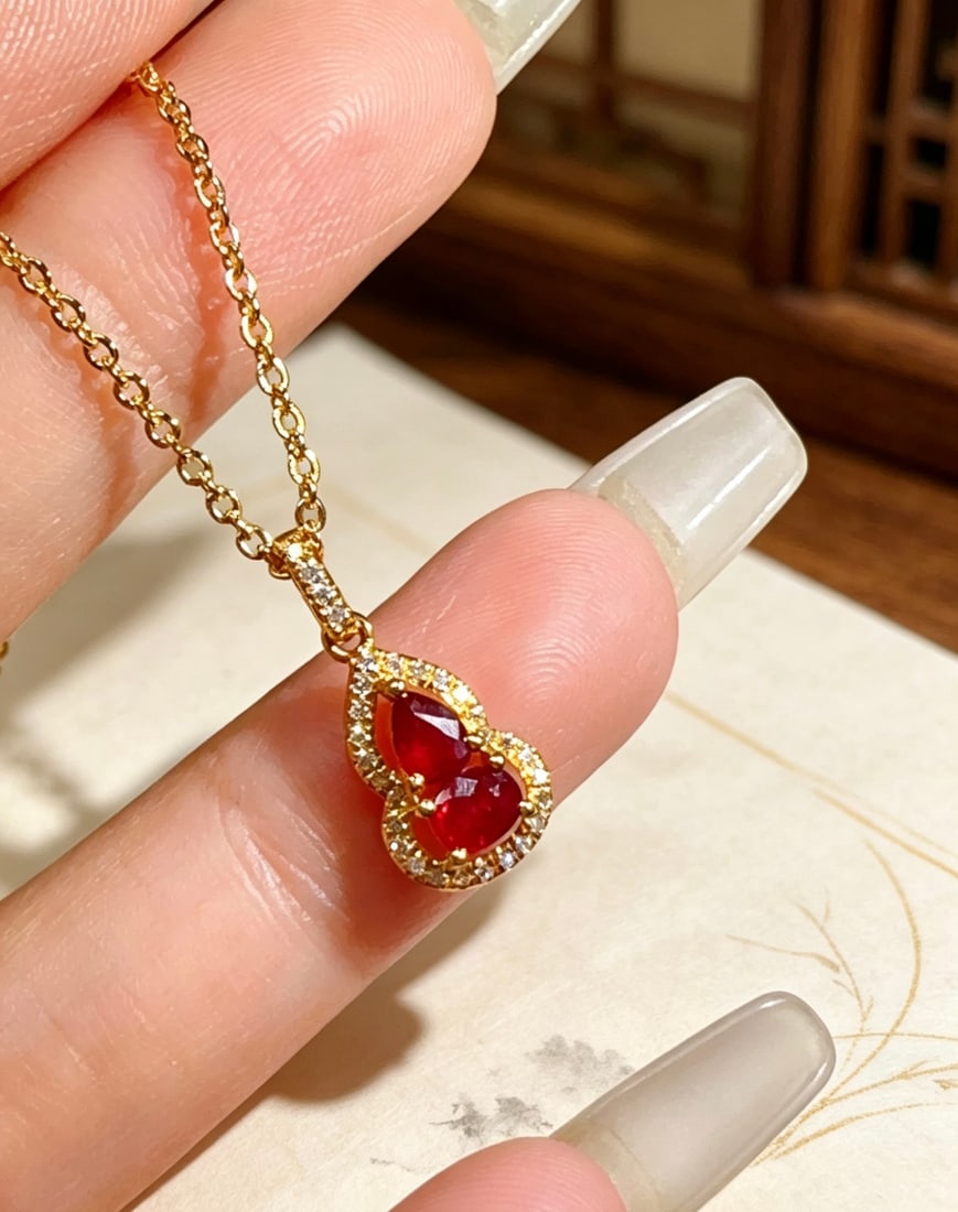 18K Gold Gourd Pendant - 3