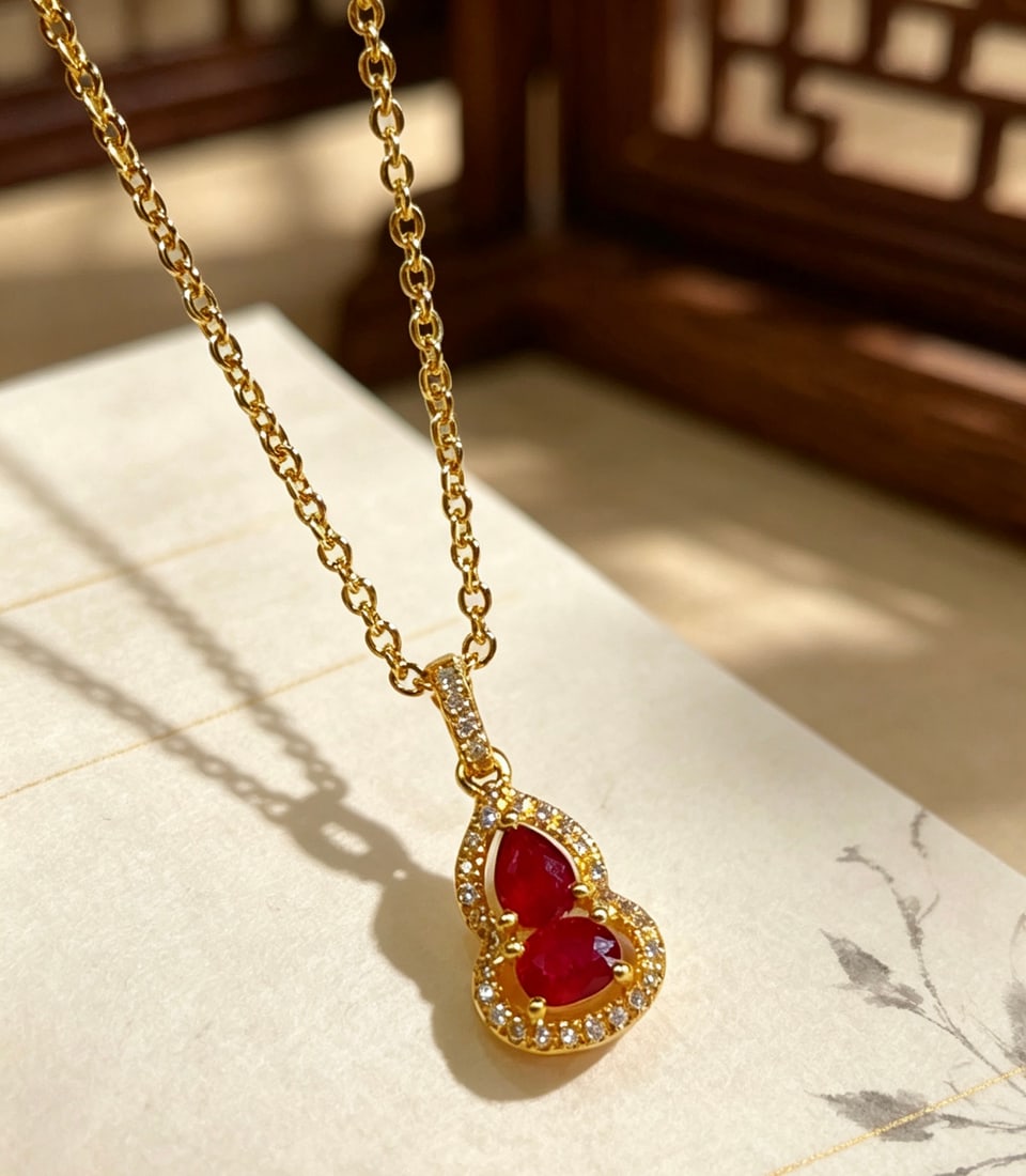 18K Gold Gourd Pendant - 4