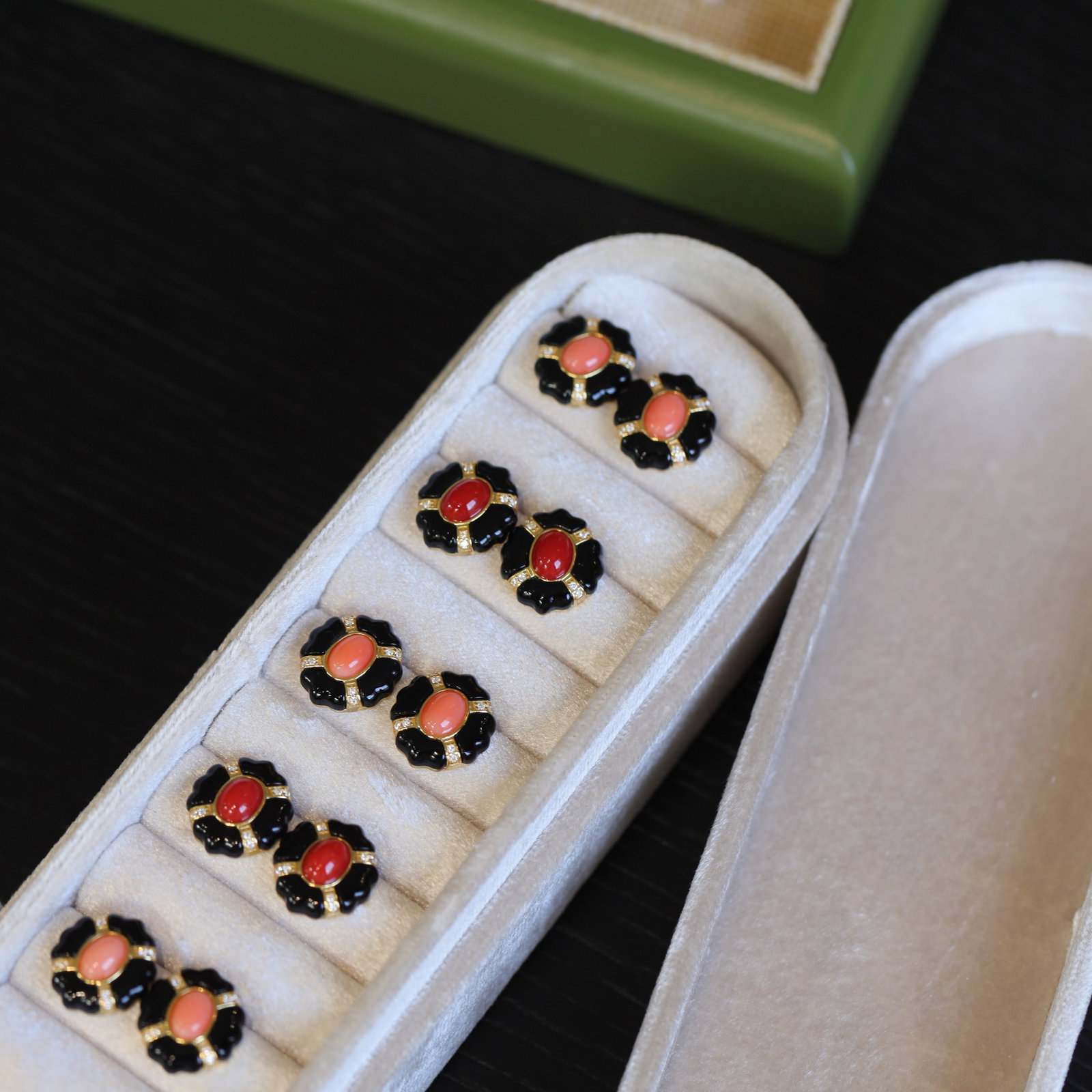 S925 Silver Natural Red Coral Earrings - 3