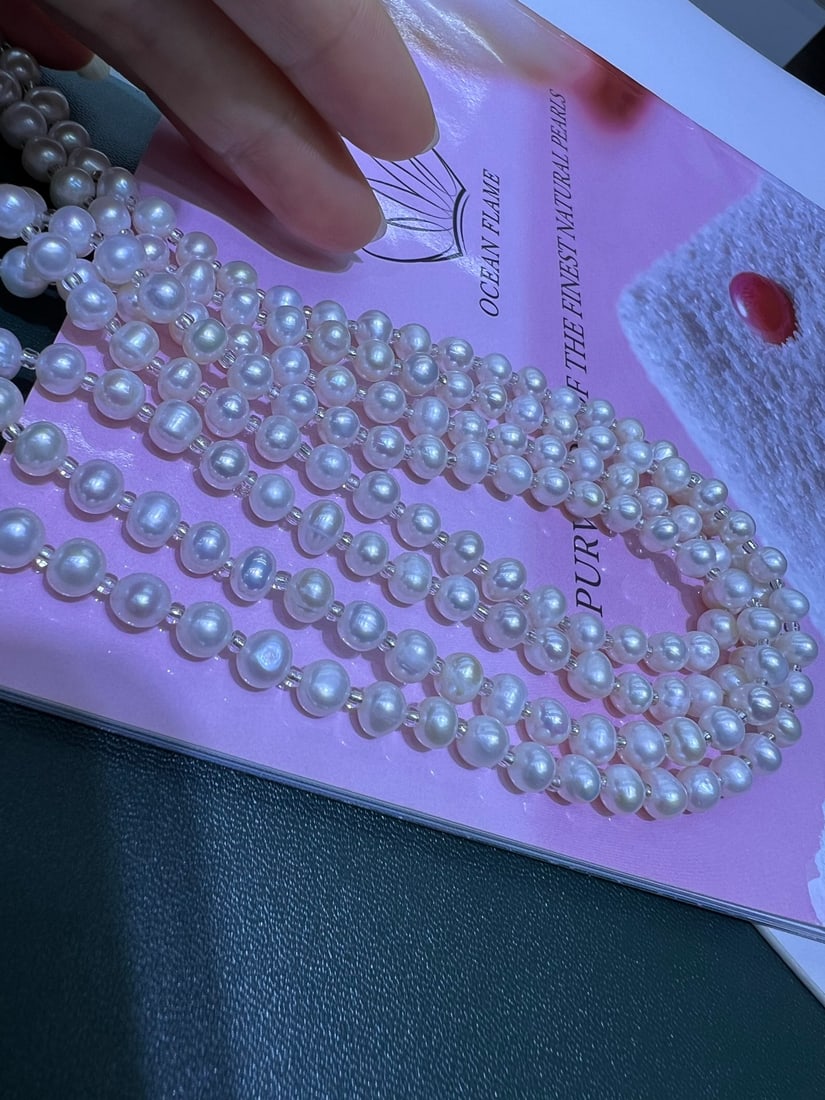 Natural White Pearl Necklace - 5