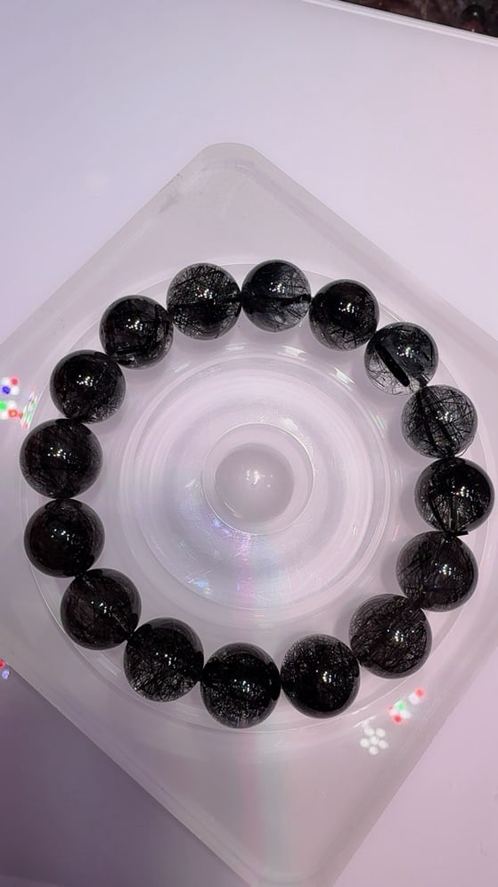 Natural Black Rutilated Quartz Bracelet - 2
