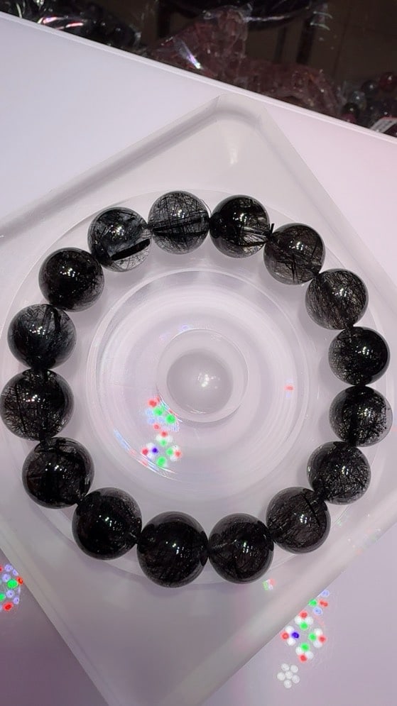 Natural Black Rutilated Quartz Bracelet - 3