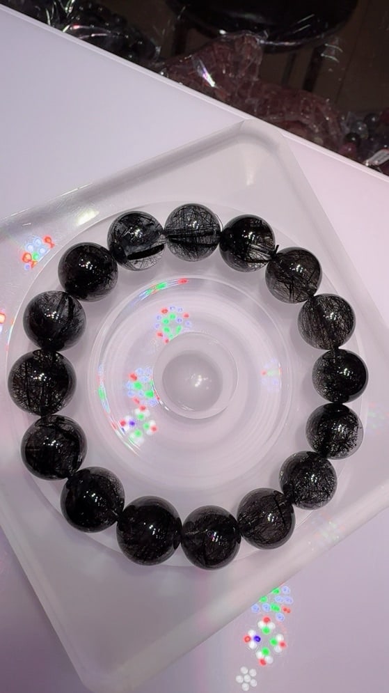 Natural Black Rutilated Quartz Bracelet - 4
