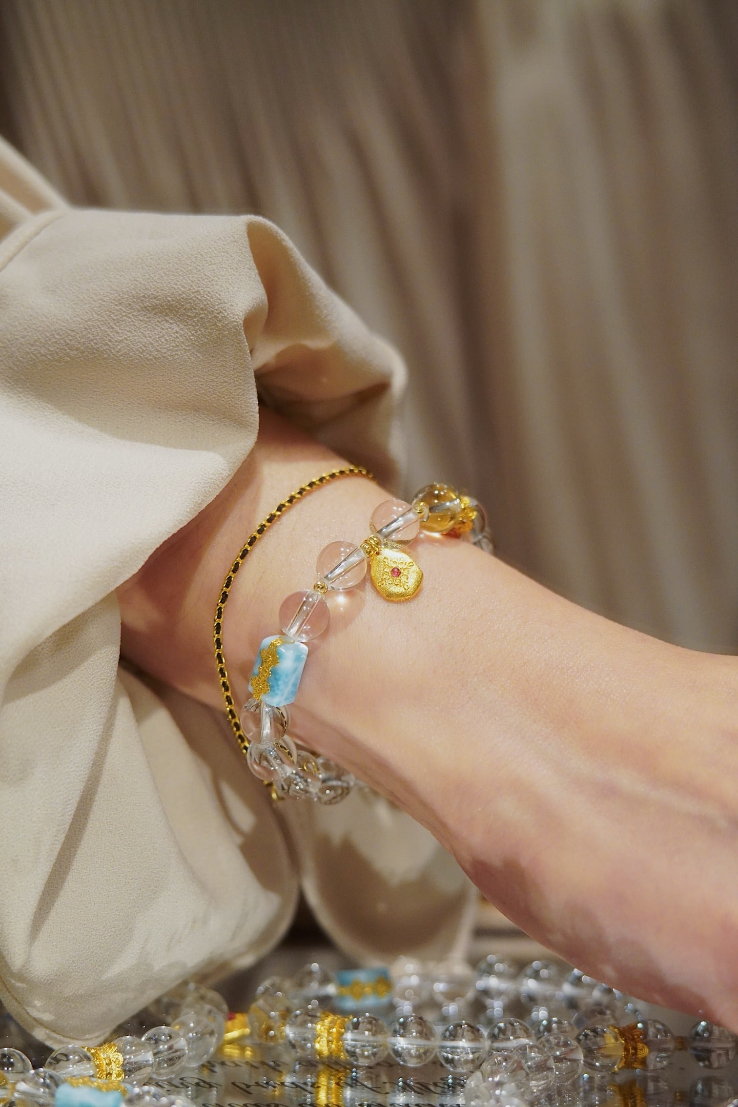 18K Gold White Crystal Bracelet - 2