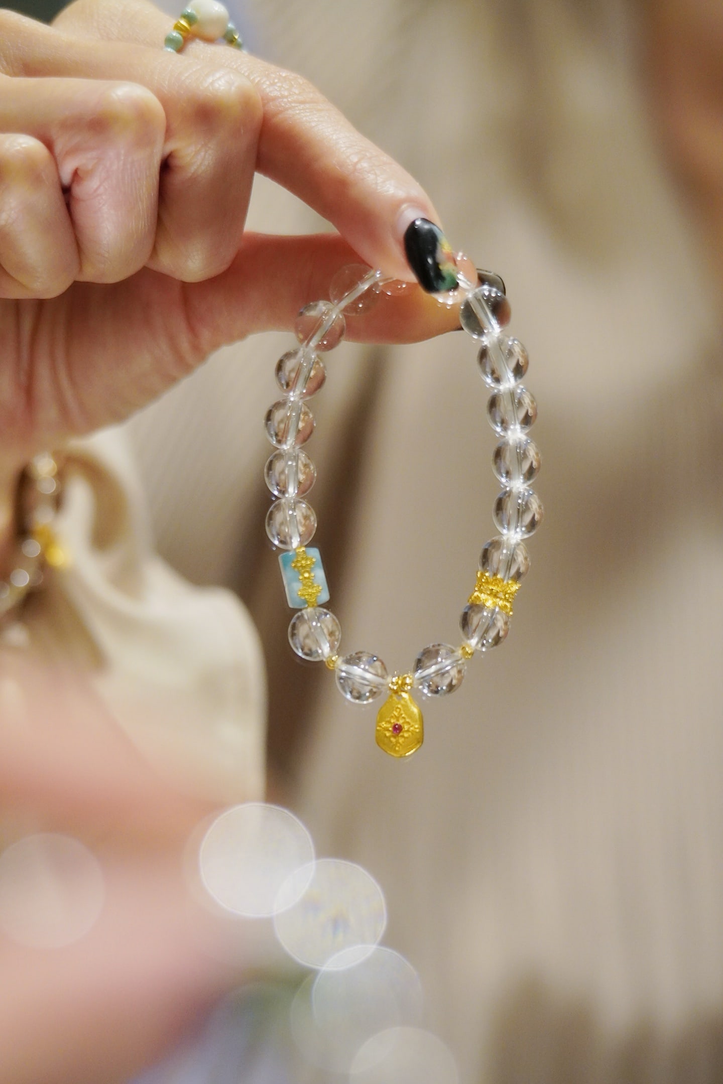 18K Gold White Crystal Bracelet - 4
