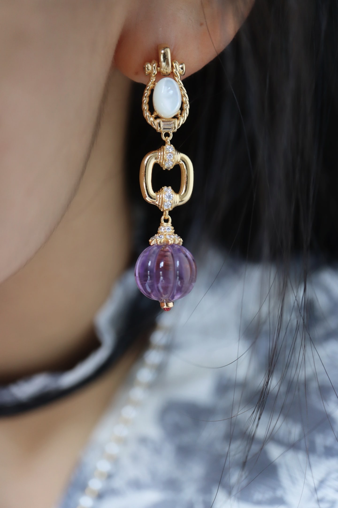 Natural Amethyst Earrings - 3