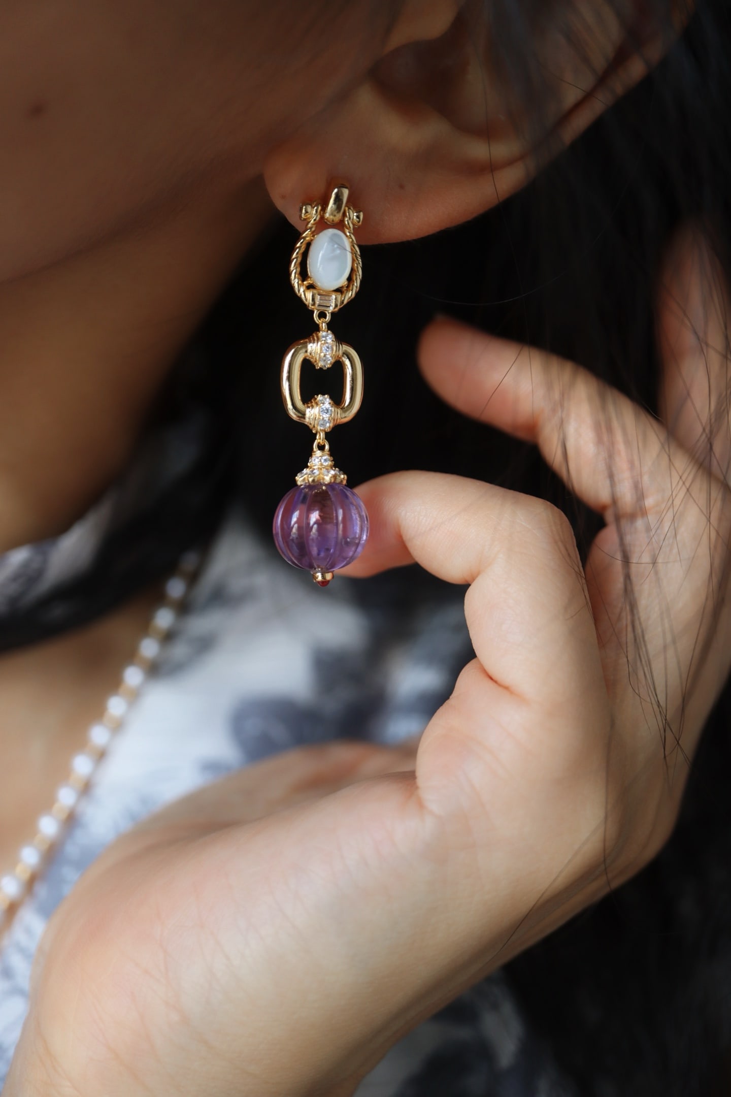 Natural Amethyst Earrings - 4