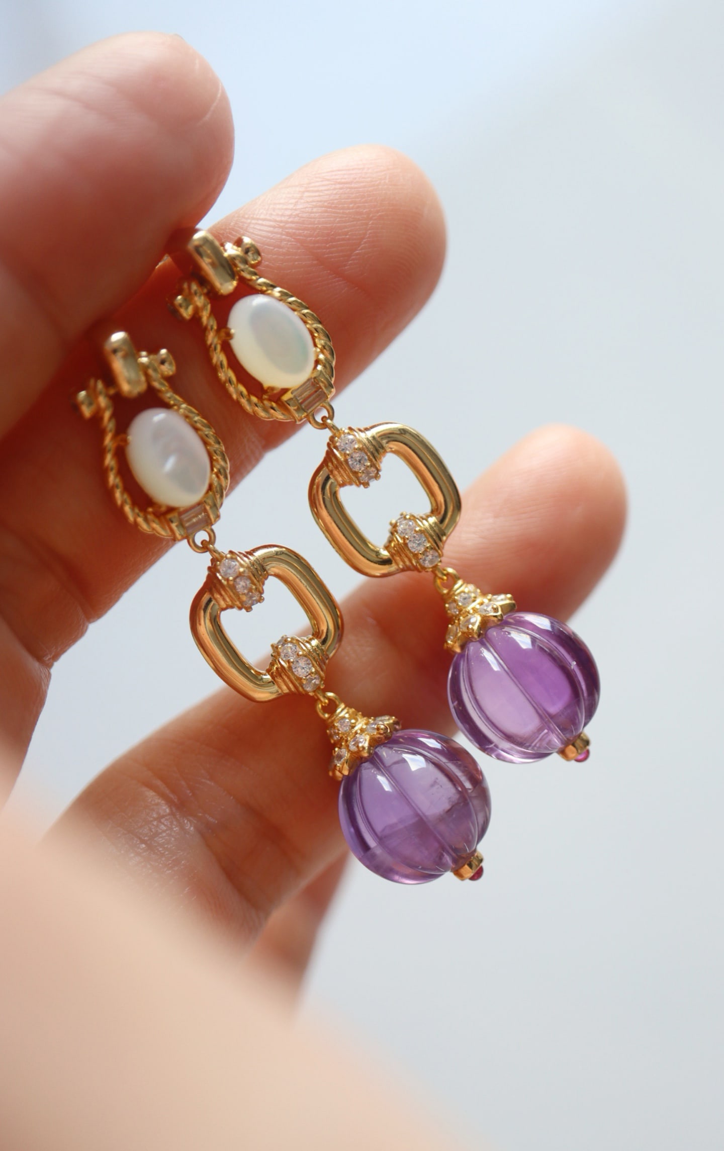 Natural Amethyst Earrings - 8