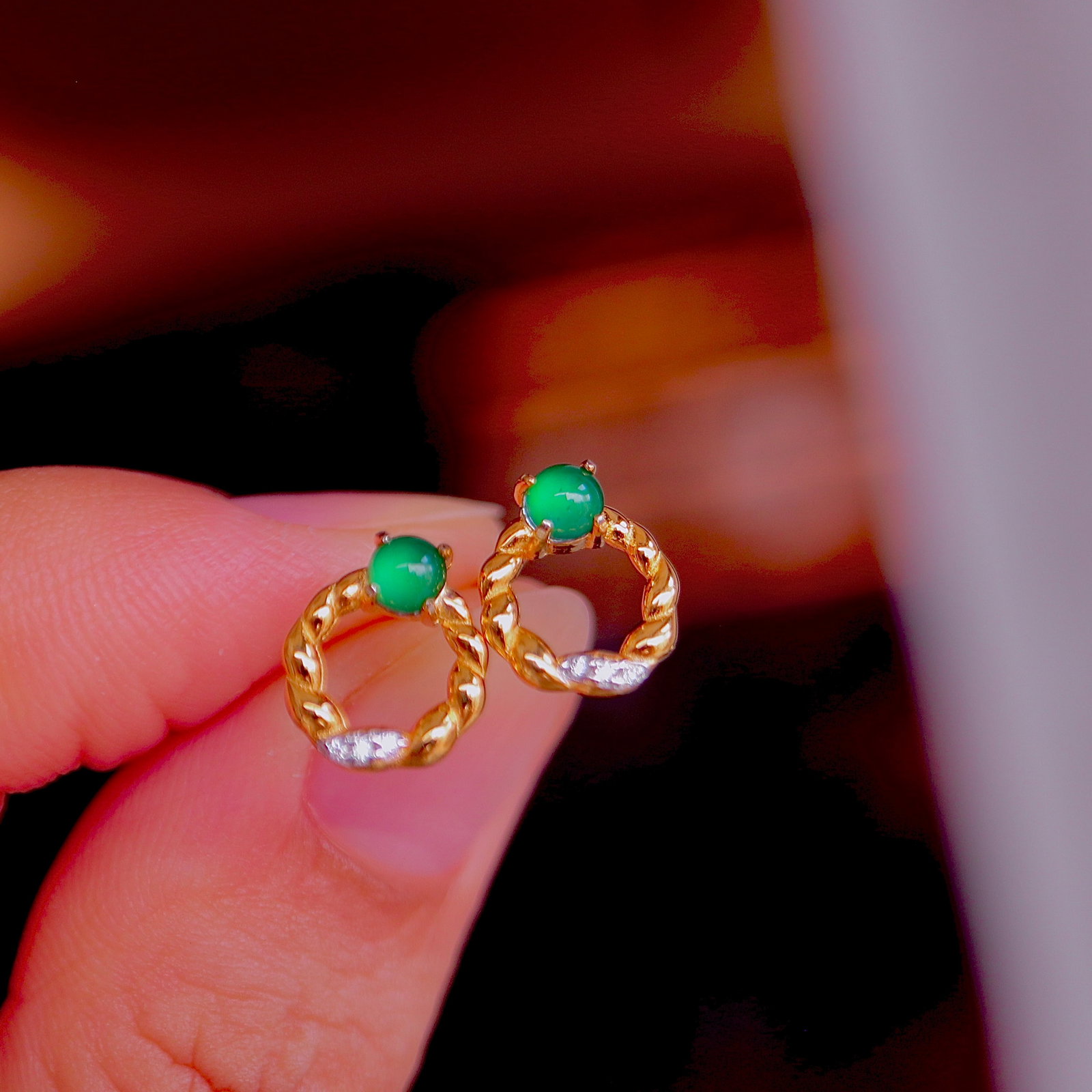Natural Jade Earrings - 6
