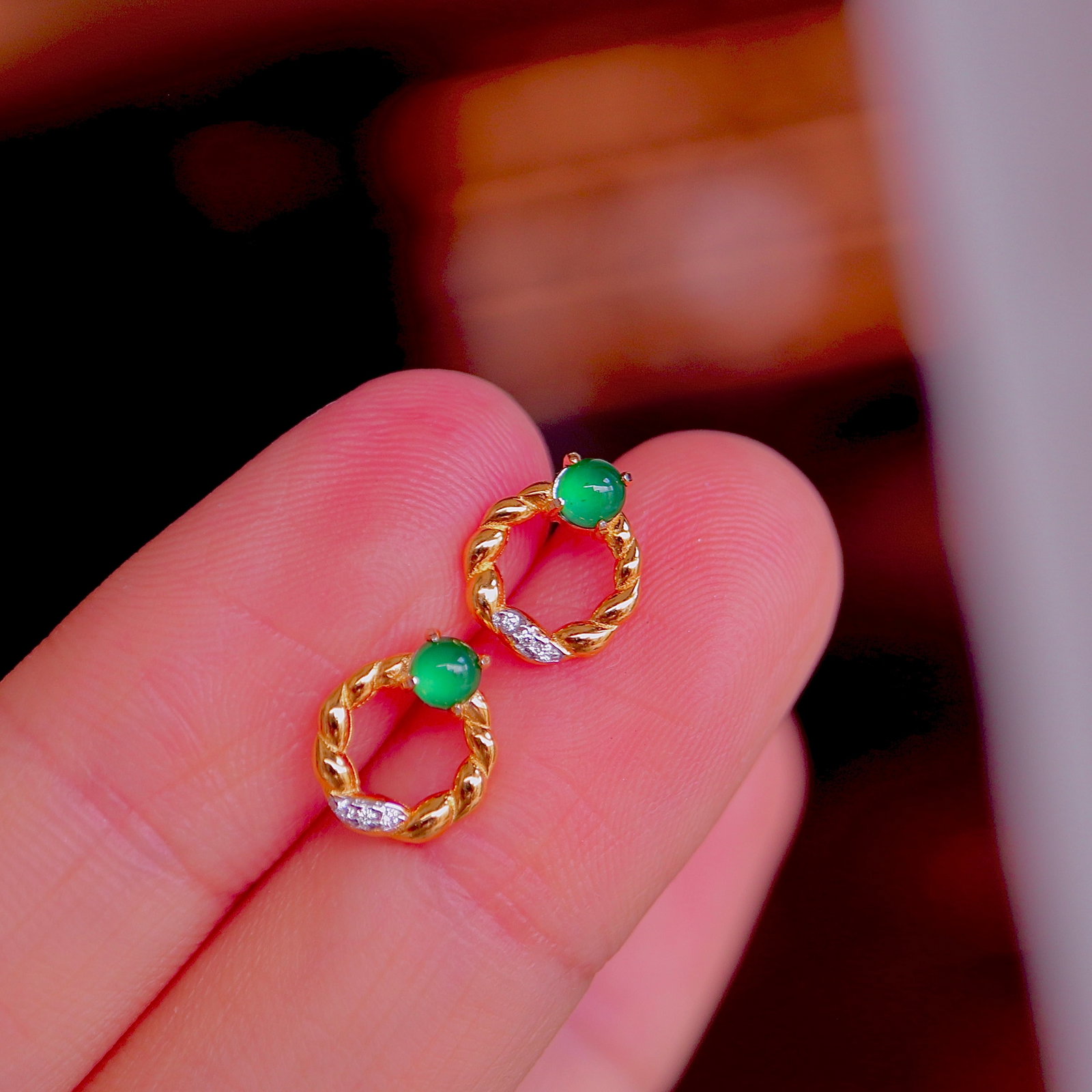 Natural Jade Earrings - 7