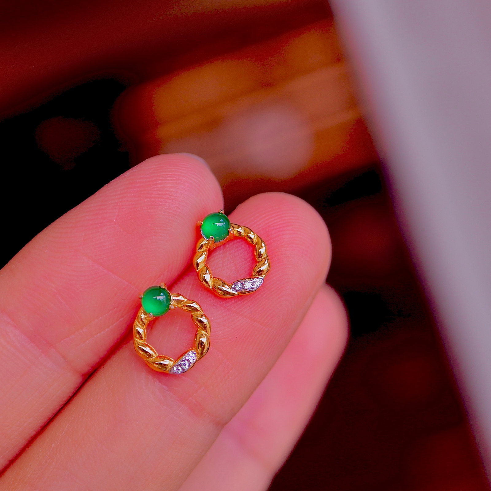 Natural Jade Earrings - 8
