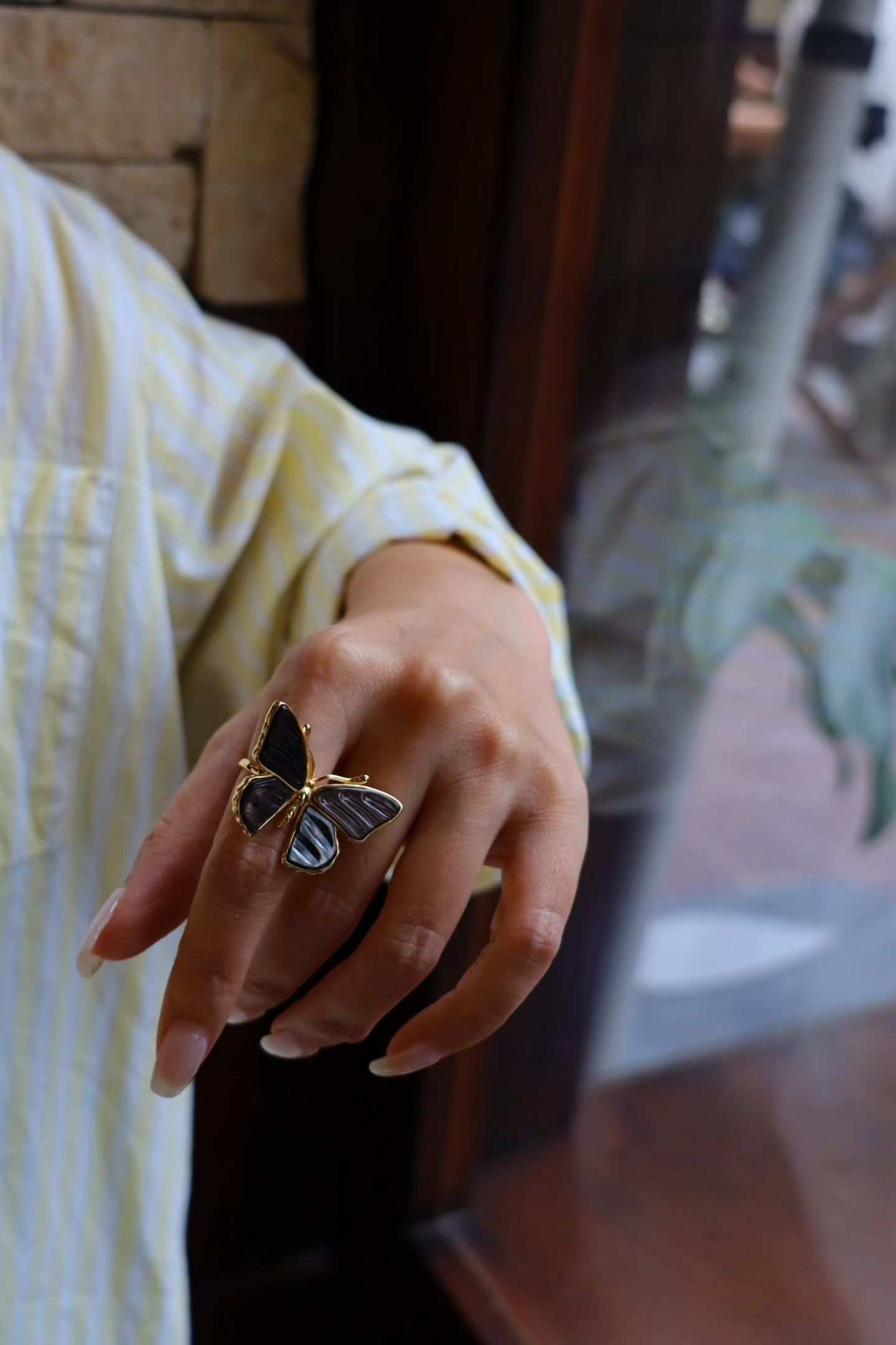 Natural Seawater Tahitian Black-lipped Shell Ring - 7