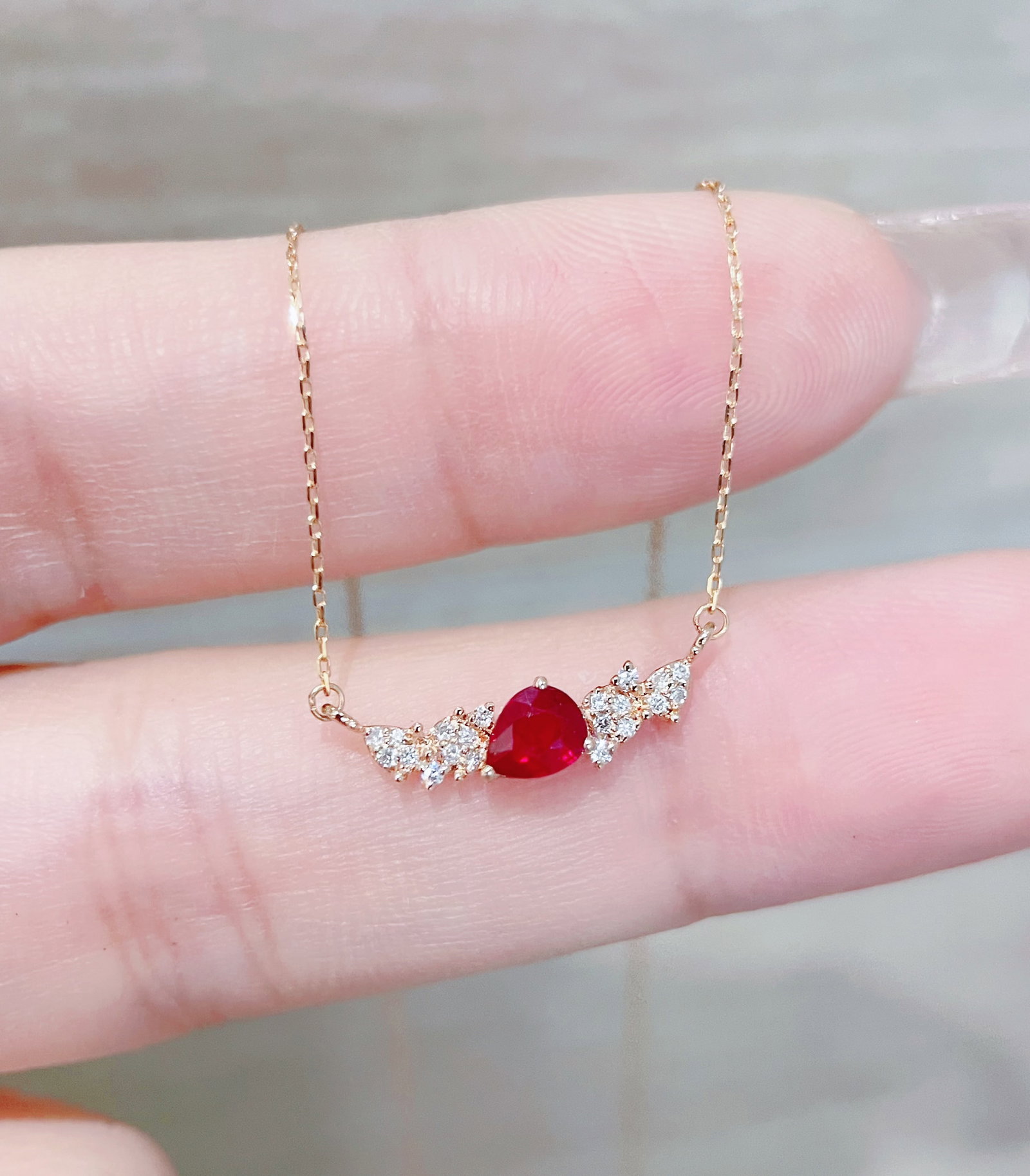 18K Gold Natural Ruby Necklace - 3