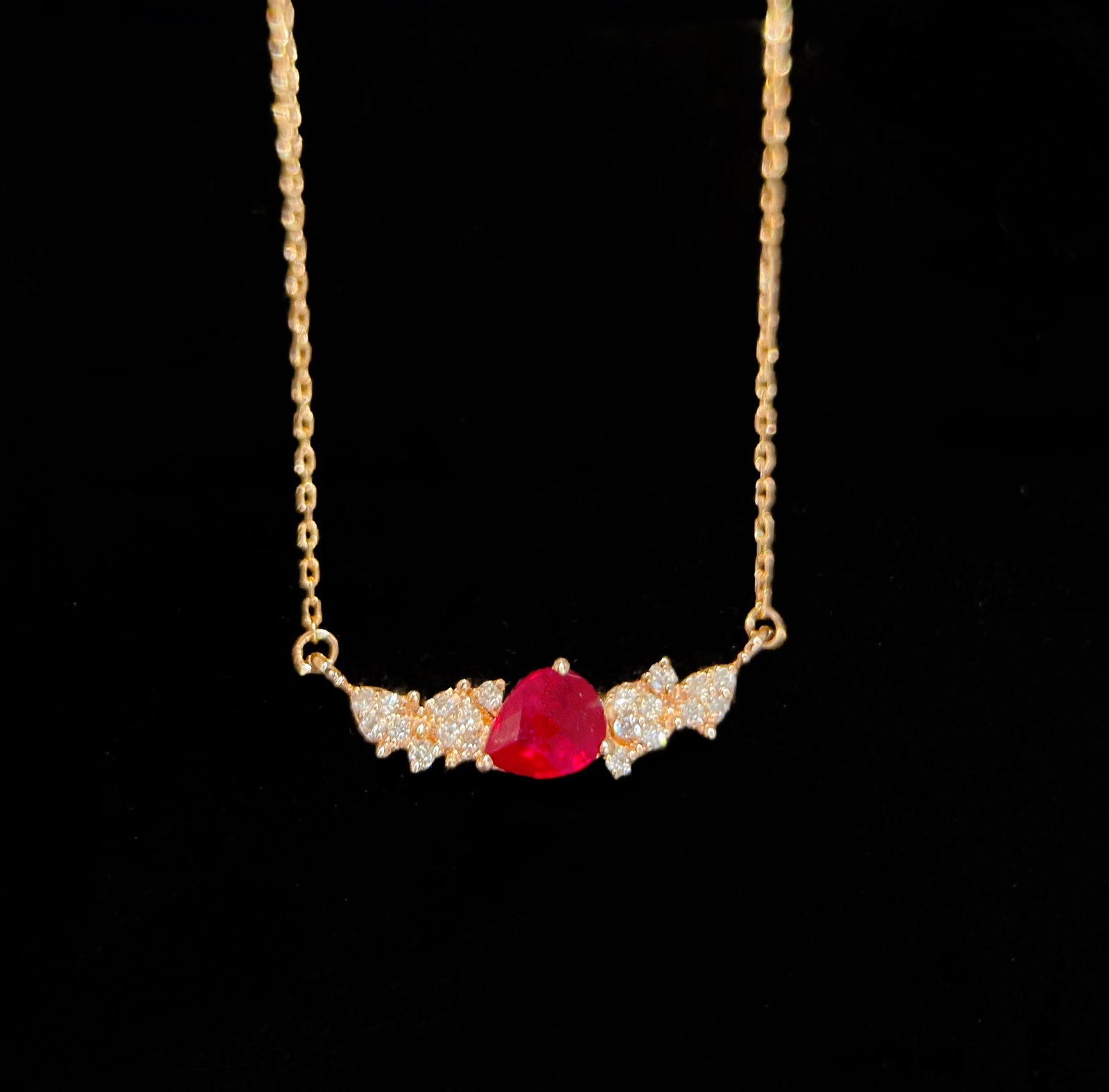 18K Gold Natural Ruby Necklace - 5