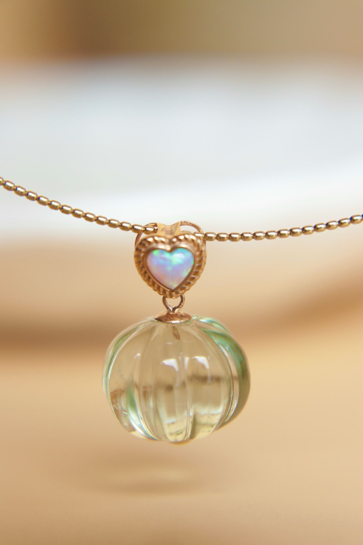 18K Gold Green Amethyst Pendant - 5