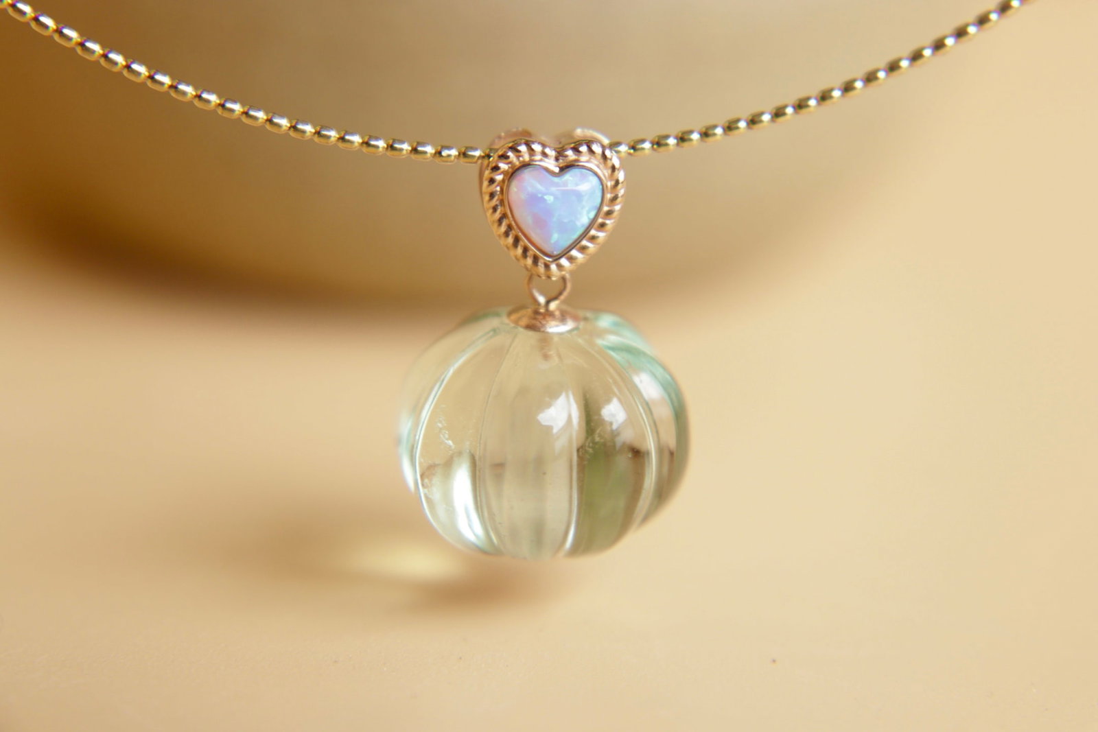 18K Gold Green Amethyst Pendant - 6