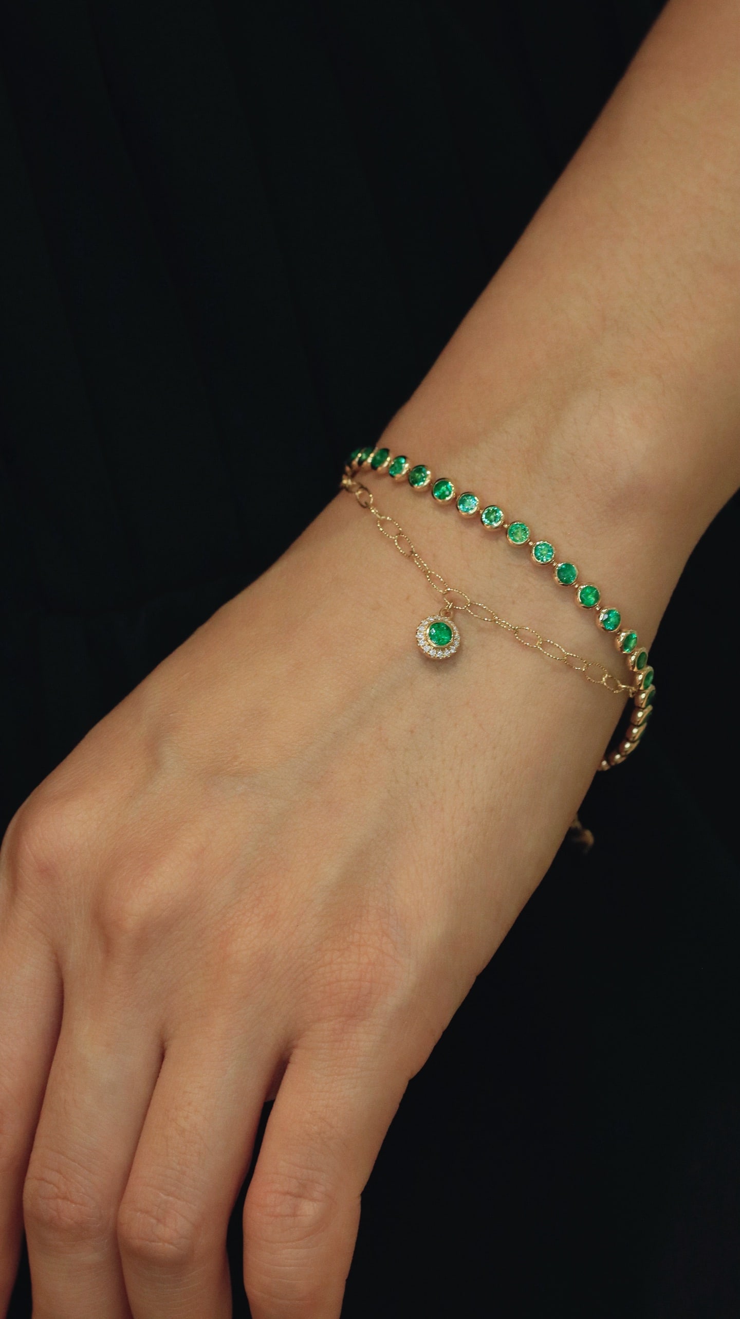 18K Gold Emerald Chain Bracelet - 4