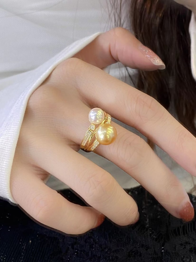 Sterling Silver South Sea Golden Pearl Ring - 2