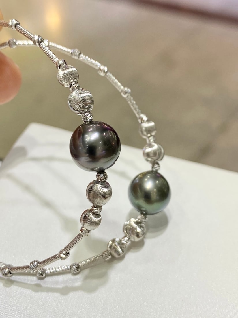 Sterling Silver Tahitian Black Pearl Bracelet - 2