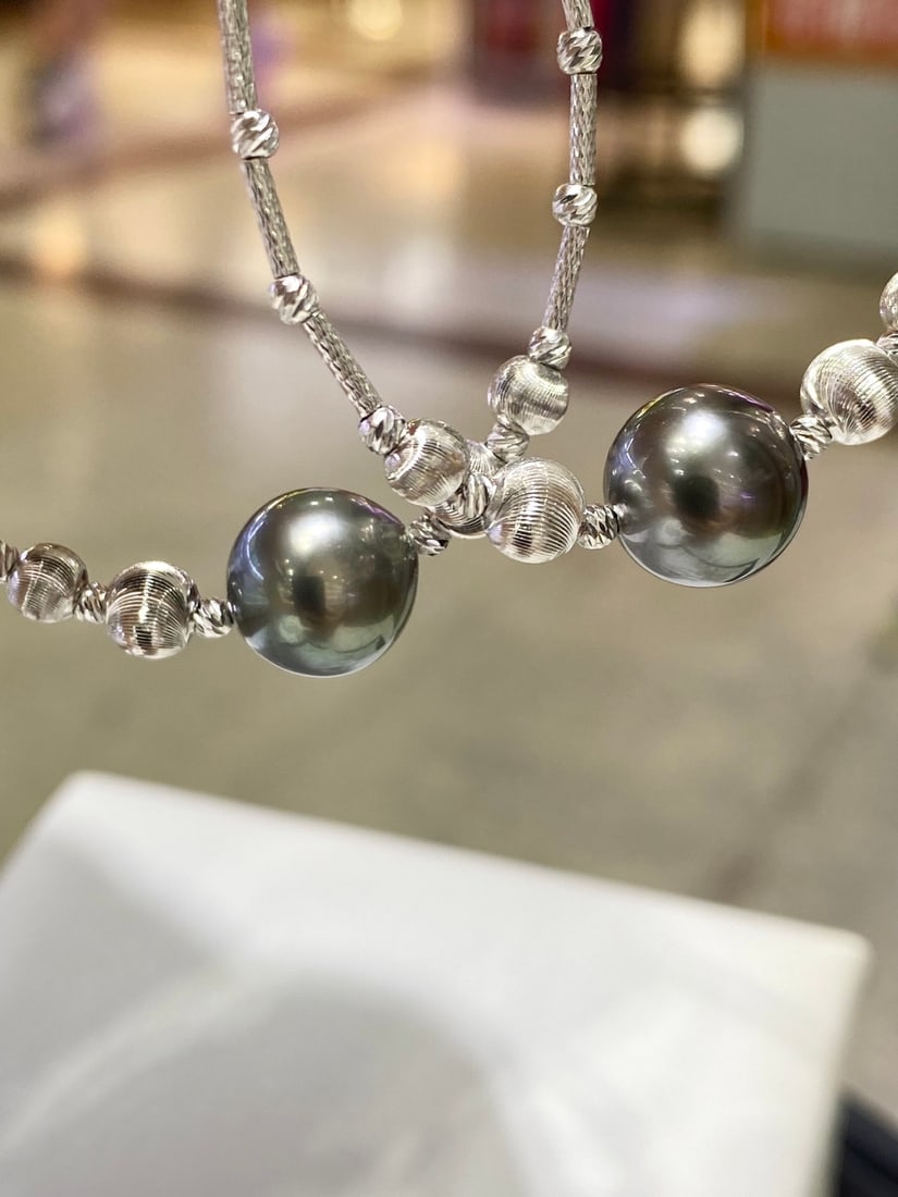 Sterling Silver Tahitian Black Pearl Bracelet - 5