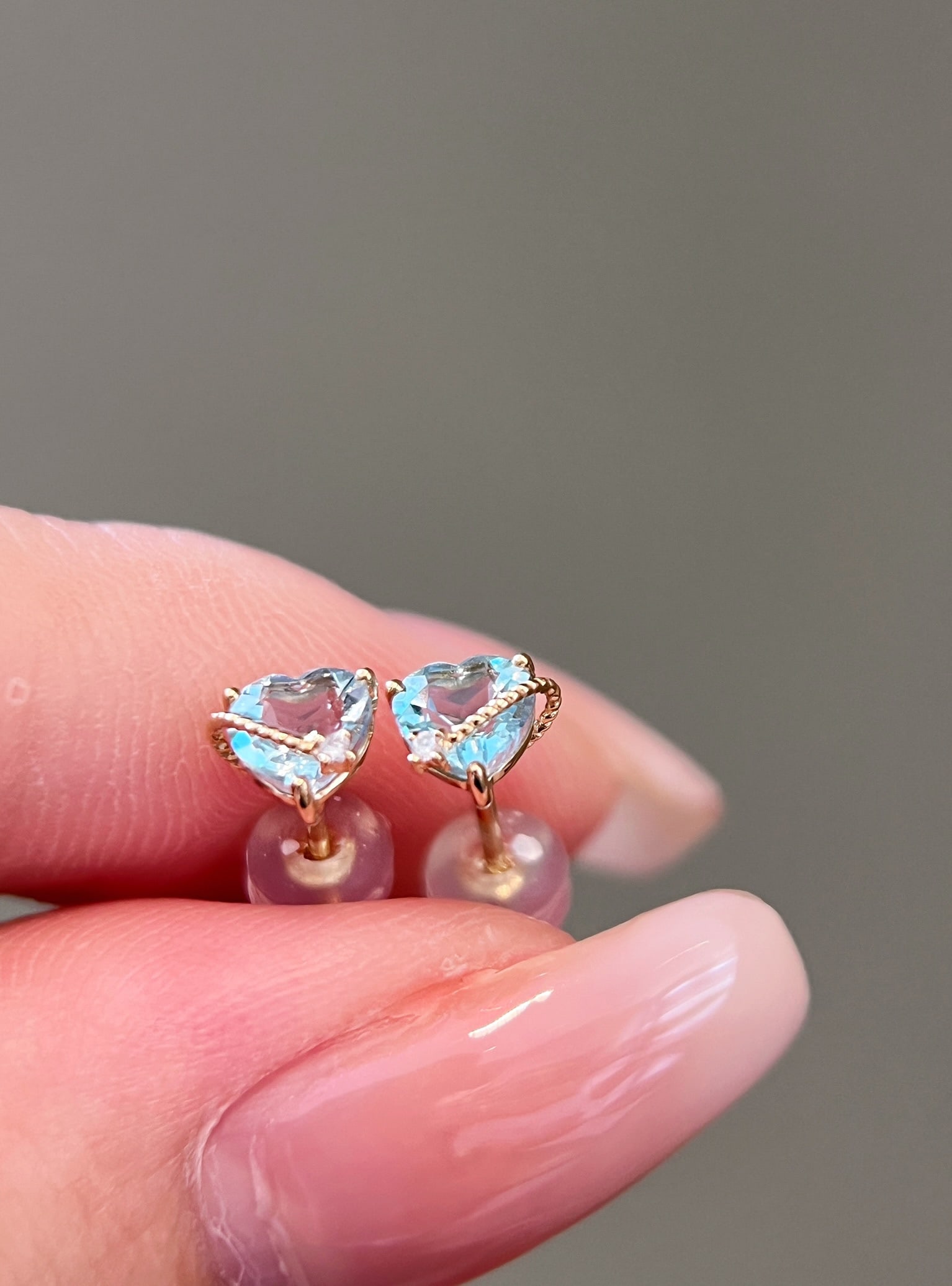 18K Gold Aquamarine Diamond Earrings - 2