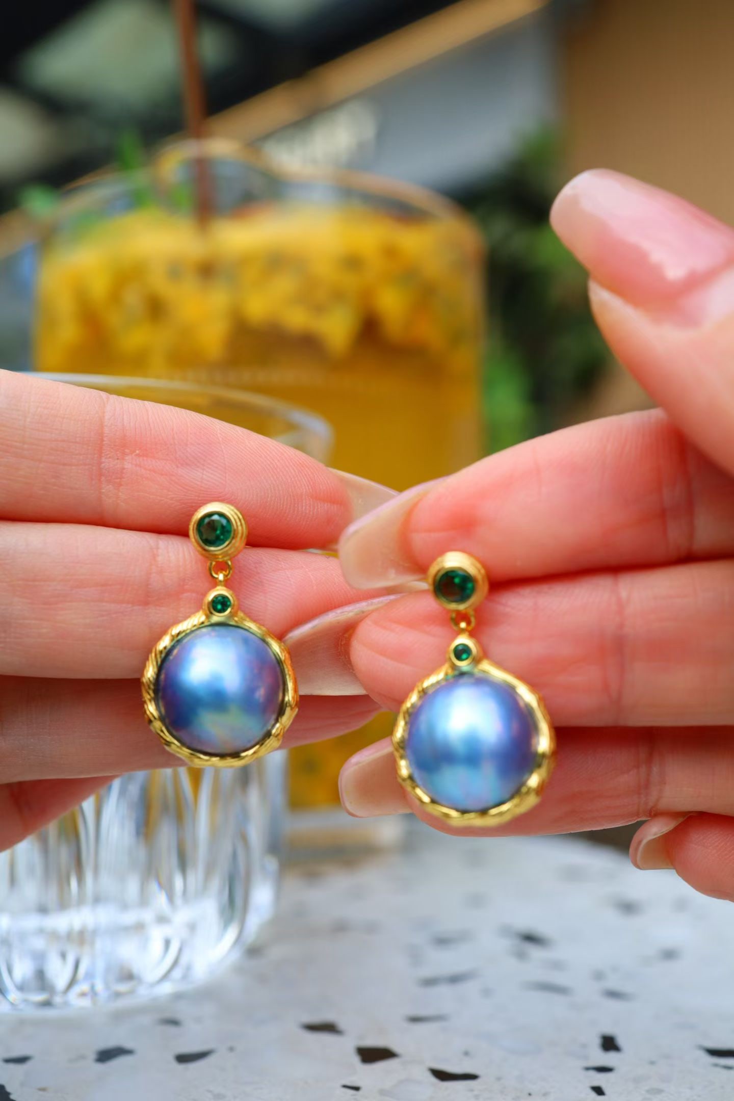 Natural Mabe Pearl Earrings - 3