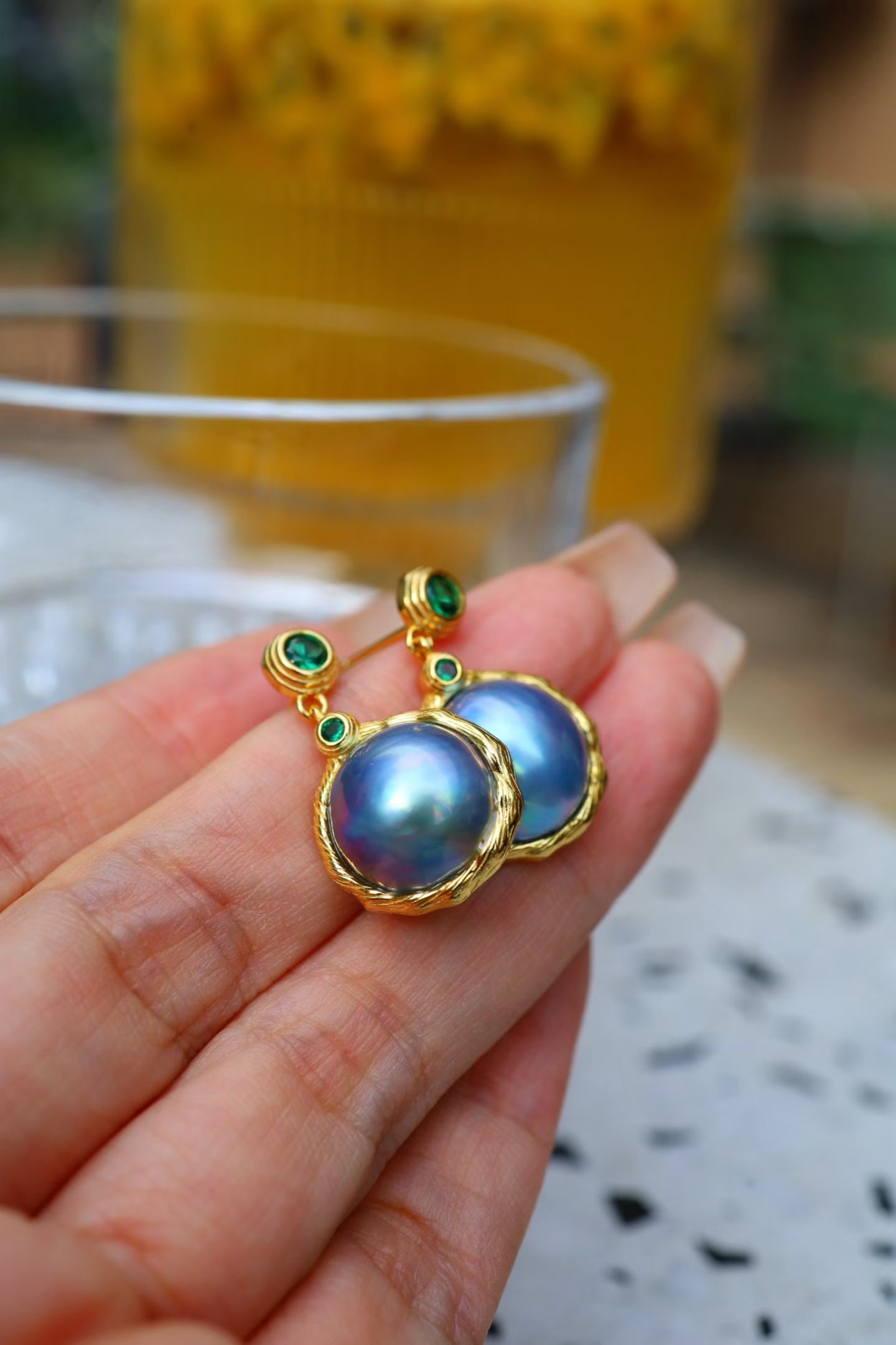Natural Mabe Pearl Earrings - 4