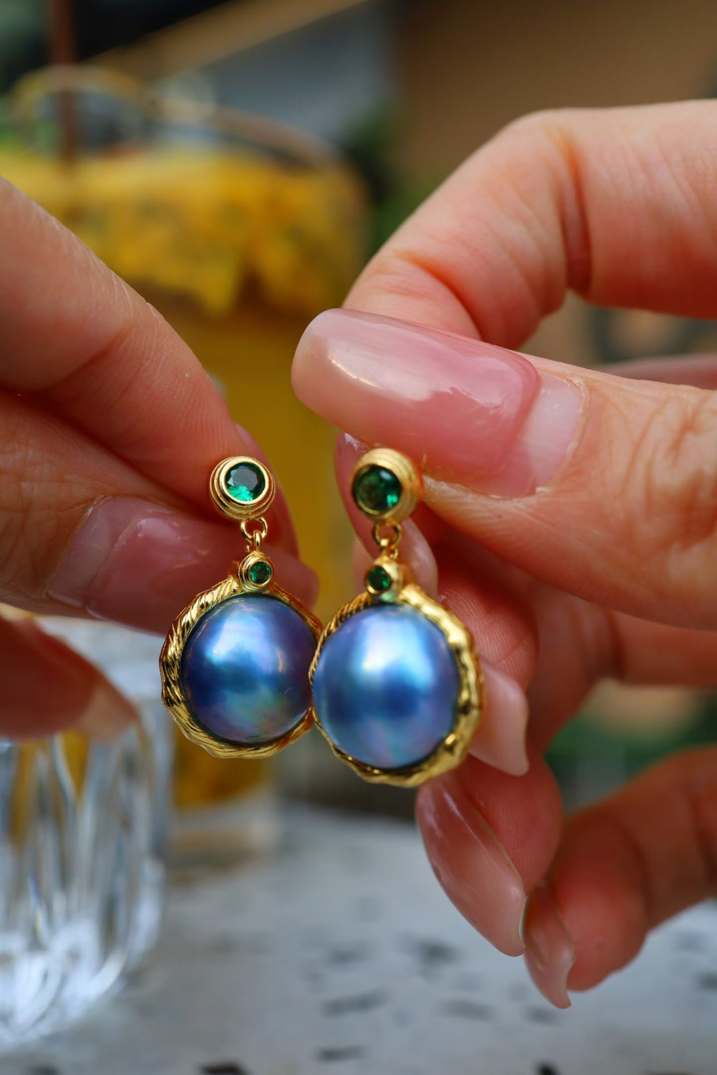 Natural Mabe Pearl Earrings - 5