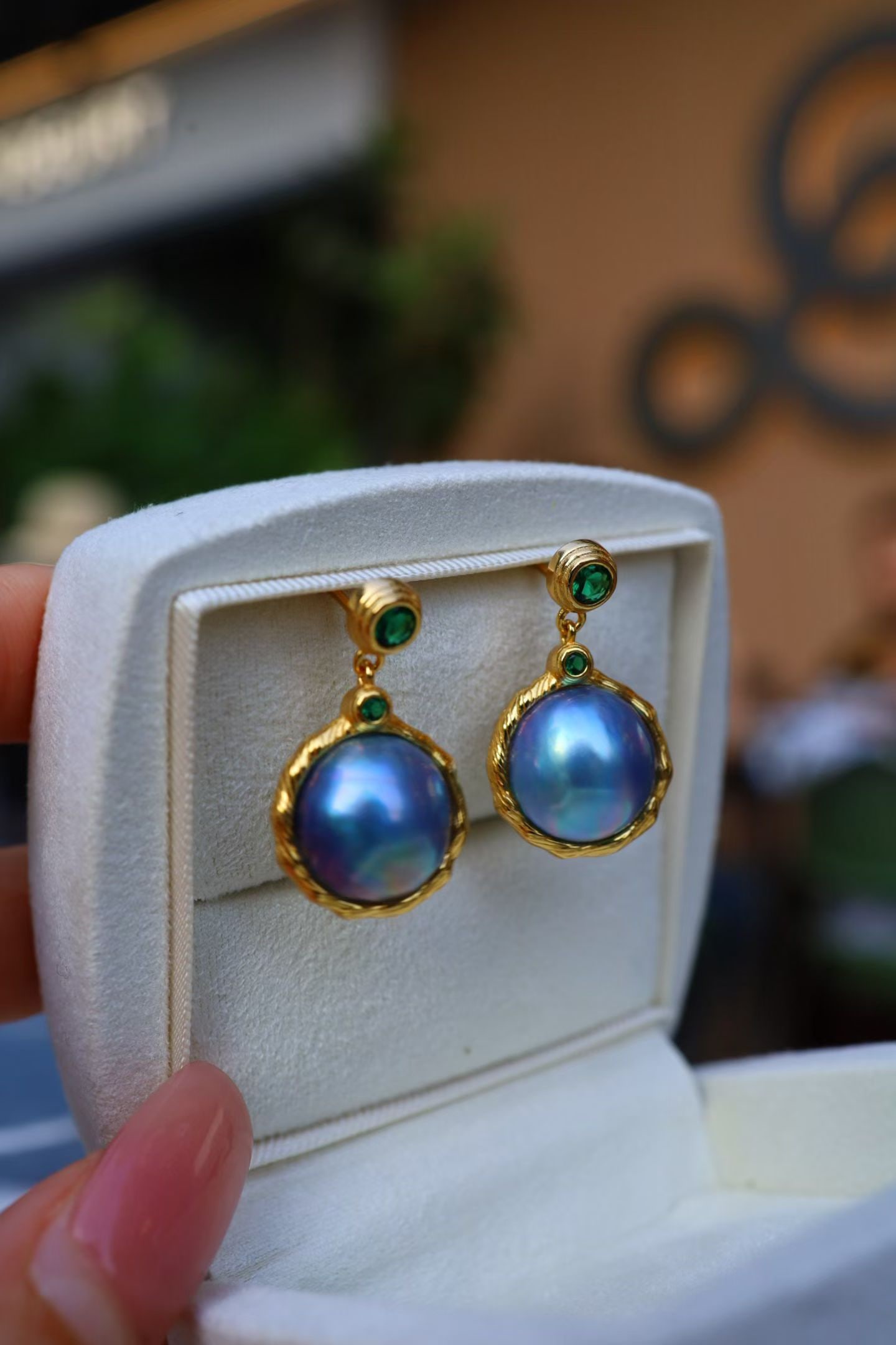 Natural Mabe Pearl Earrings - 7