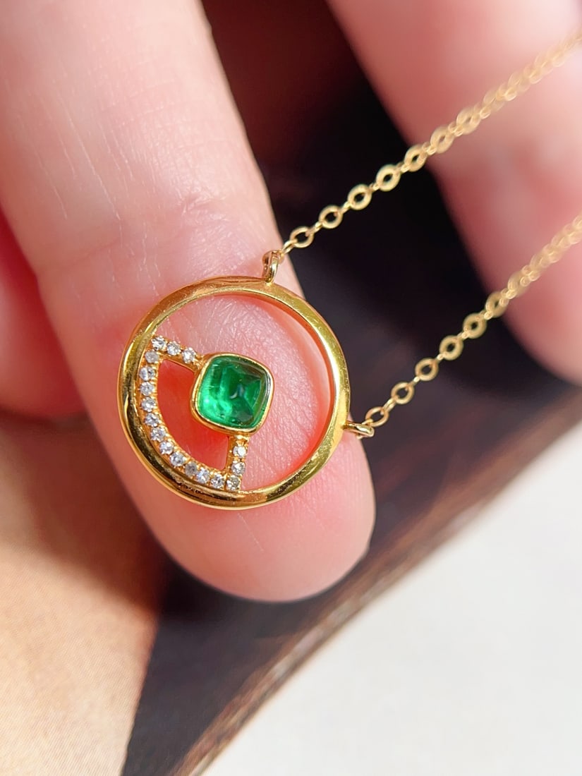 18k Gold Emerald Necklace - 3