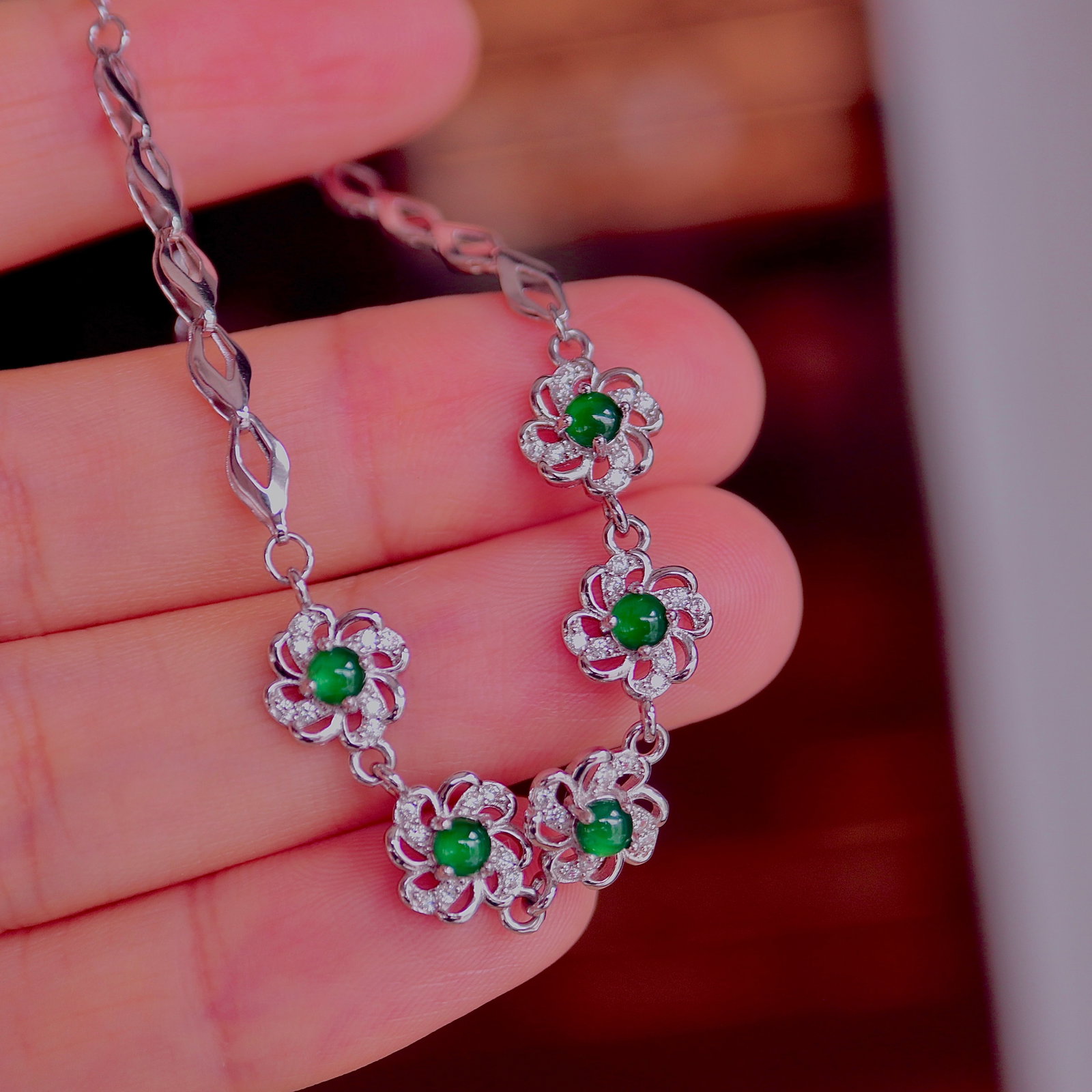 S925 Silver Natural Jadeite Bracelet - 2